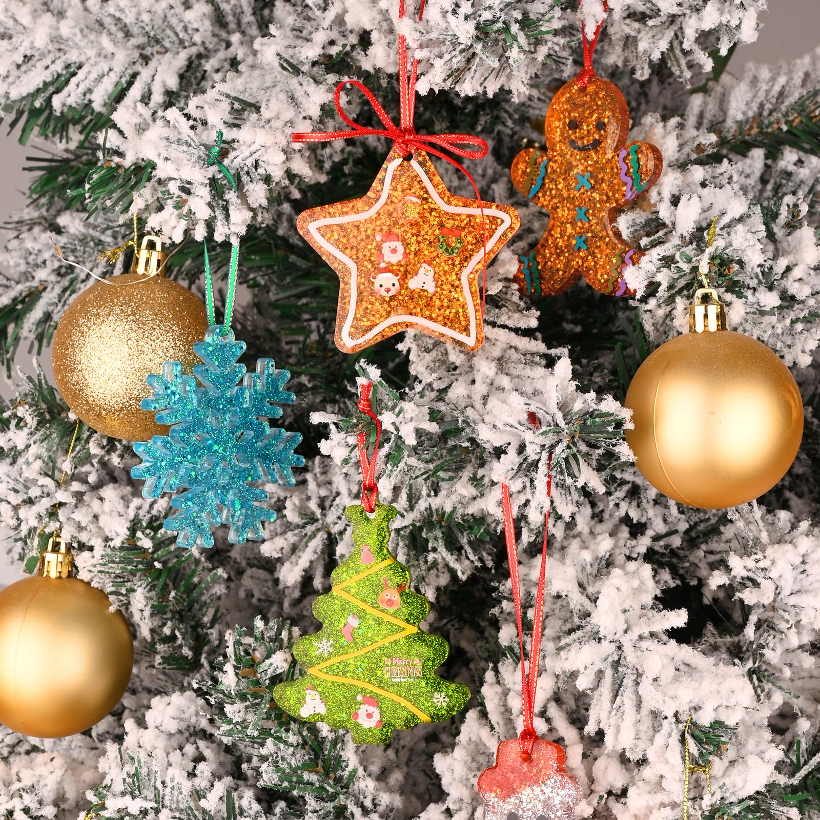 2-Piece Christmas Resin Molds Set - 16 Cavity Silicone Ornament Molds for DIY Epoxy Resin Crafts, Jewelry & Keychains | Perfect for Xmas Tree Decorations, Holiday Gifts & Festive Home Decor