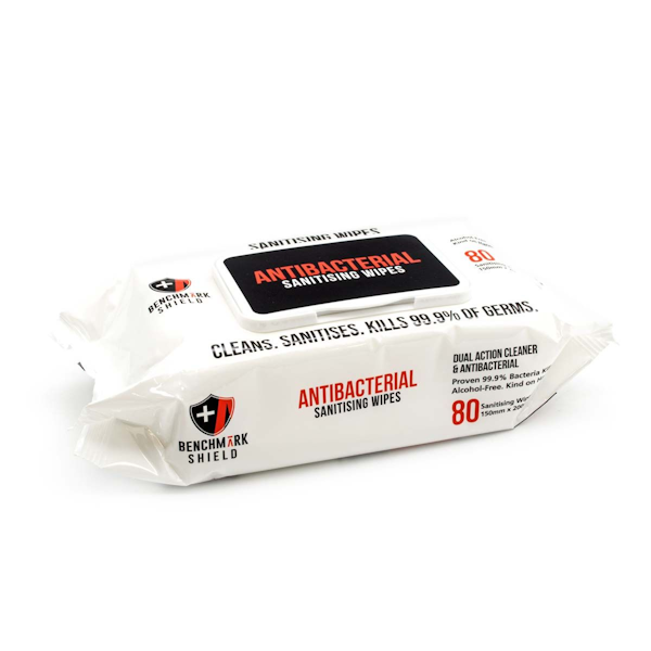 Antibacterial Sanitizing Wipes 80 Count - Disinfecting Wipes for Home, Office & Travel - Kills 99.9% Germs & Bacteria - Surface Cleaning Wipes for Hands, Countertops & Electronics