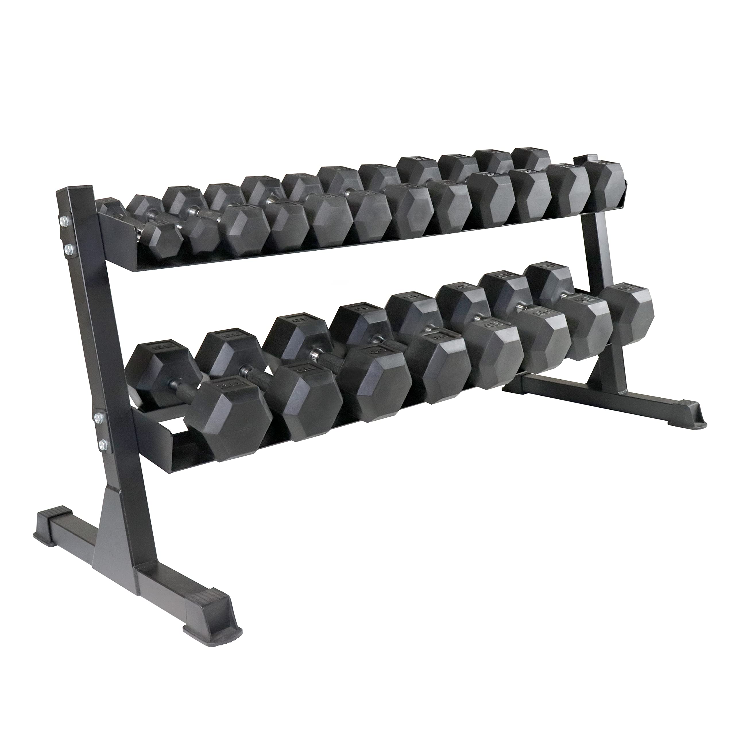 CAP Barbell PVC-Coated Hex Dumbbell Set with Rack Stand - 550LB Weight Set (2-Pack) for Home Gym, Strength Training & CrossFit Workouts - Non-Slip Padded Grip for Comfort & Safety