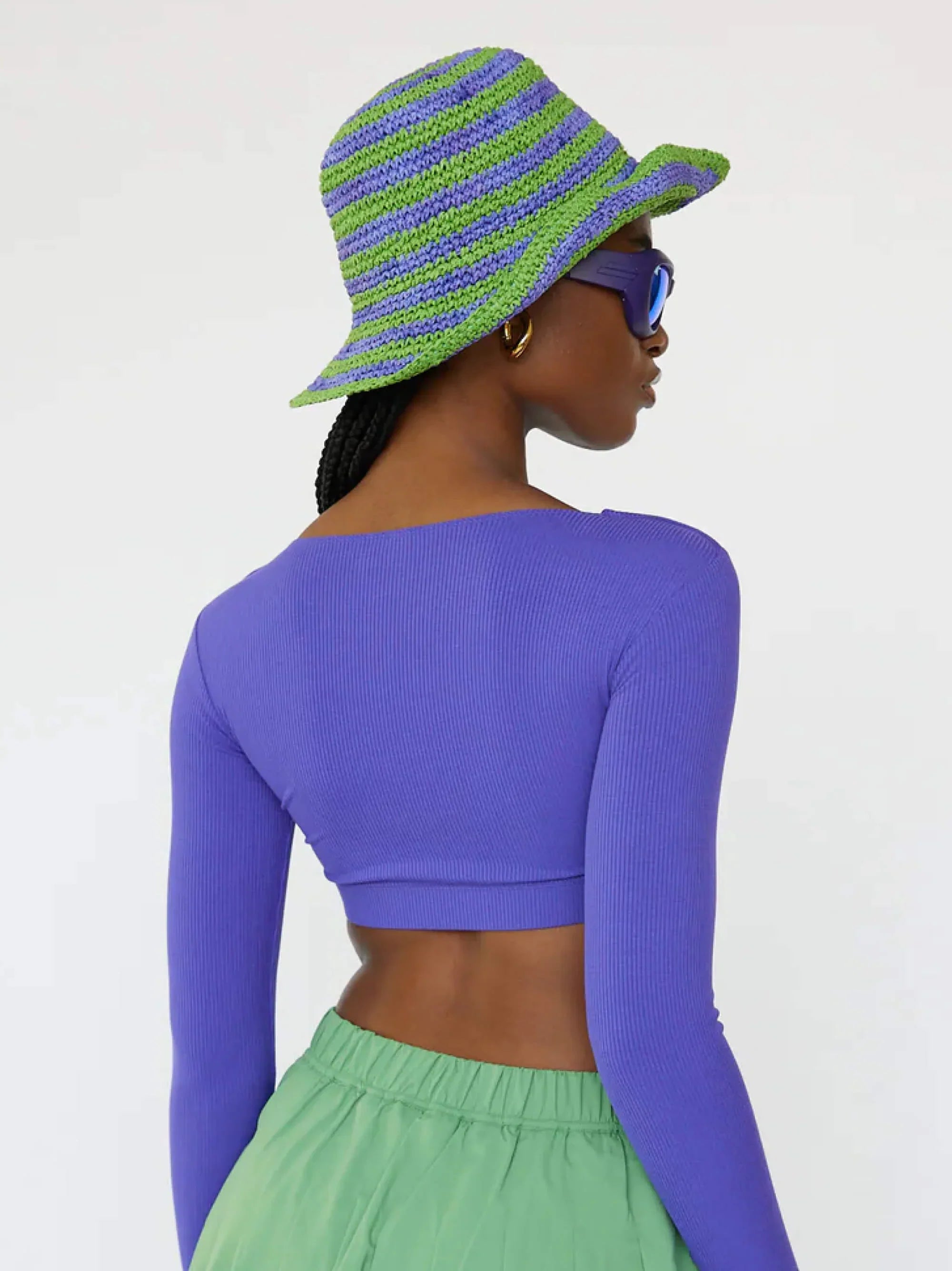 Women's Equipe Long Sleeve Cropped Top - Amethyst Purple Workout Shirt for Yoga, Running & Gym | Athletic Fitness Apparel