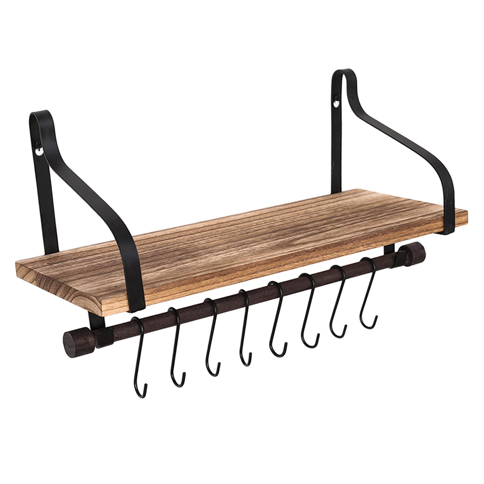 Wall Mounted Kitchen Utensil Rack with 8 Hooks - Space Saving Organizer for Mugs, Pots, Pans & Cookware - Perfect for Small Kitchens & Apartment Cooking Spaces