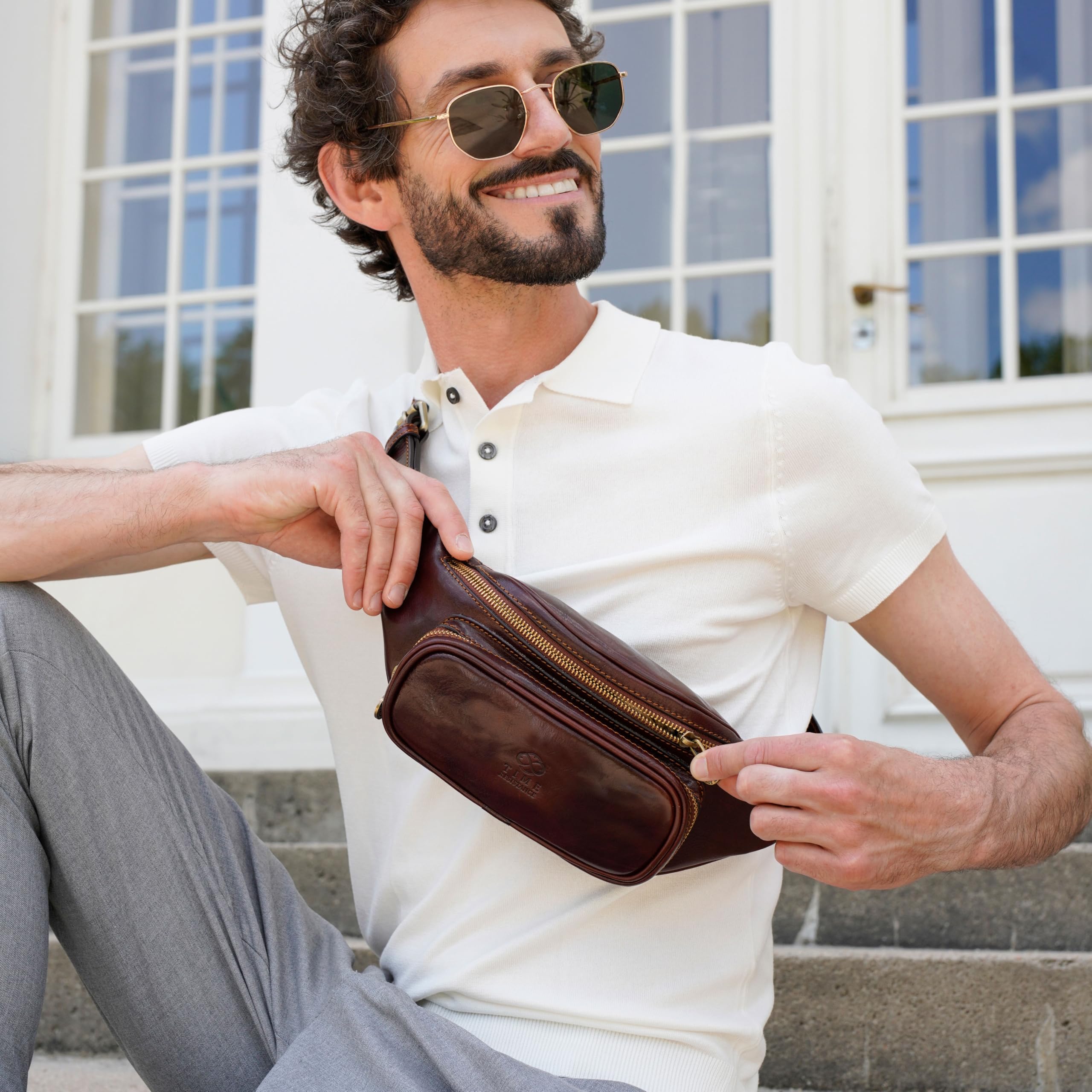Premium Italian Leather Waist Pack - Handmade Genuine Leather Fanny Pack for Men & Women | Durable Belt Bag for Travel, Hiking, Running & Everyday Use
