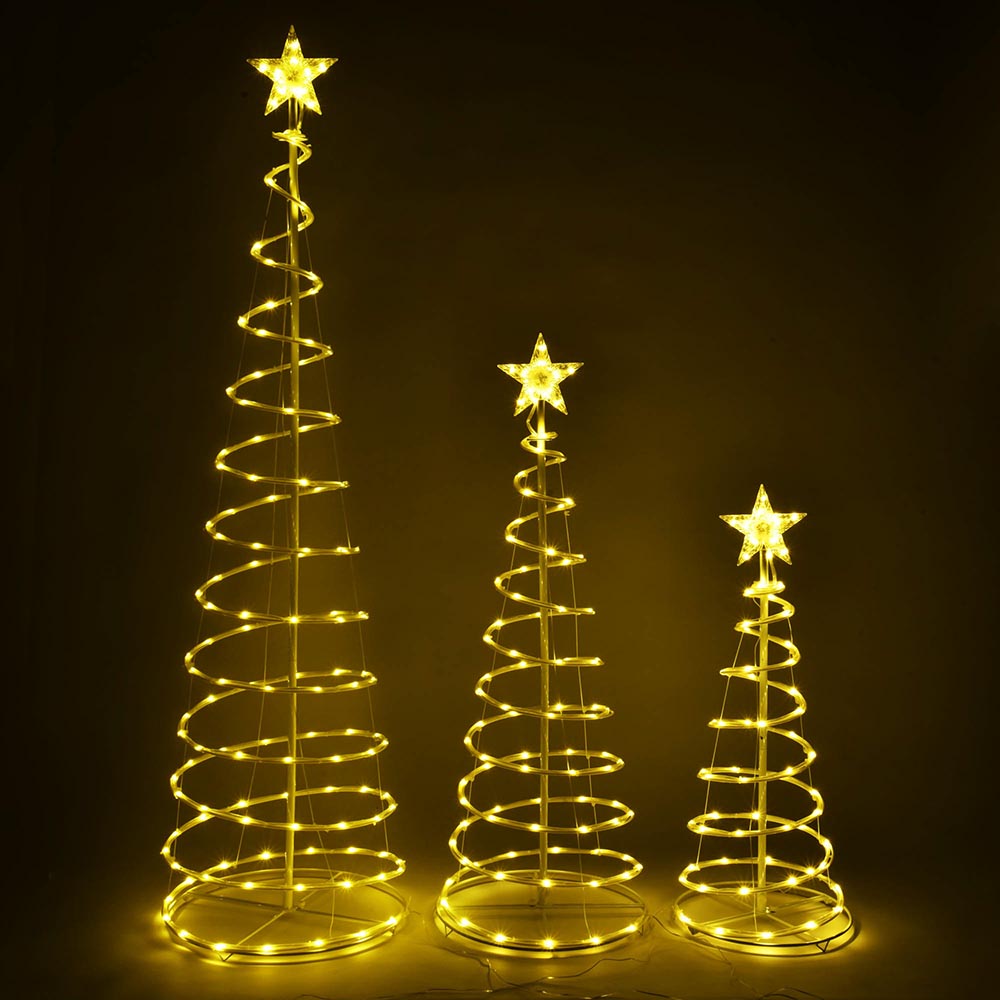 3-Pack USB Powered LED Spiral Christmas Trees - Battery Operated Holiday Decor for Home, Office, Party & Outdoor Use
