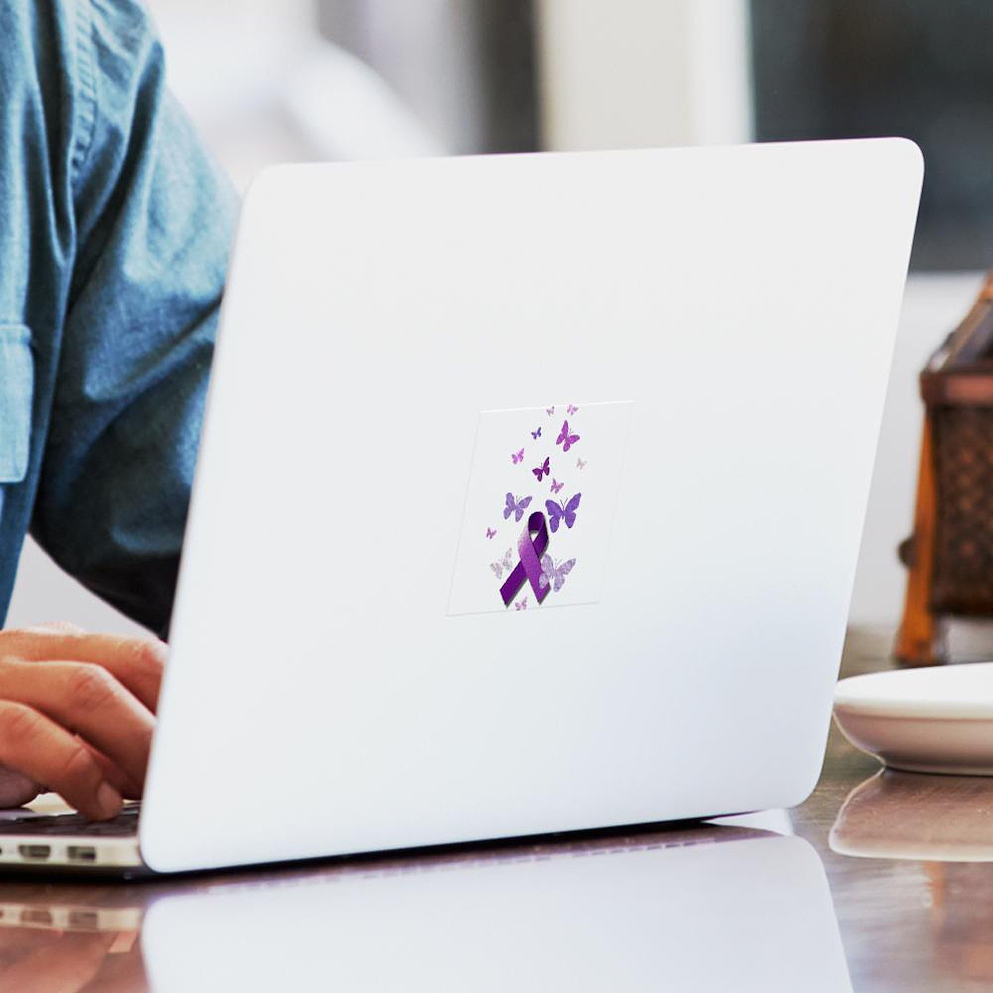 Purple Awareness Ribbon Square Sticker 3