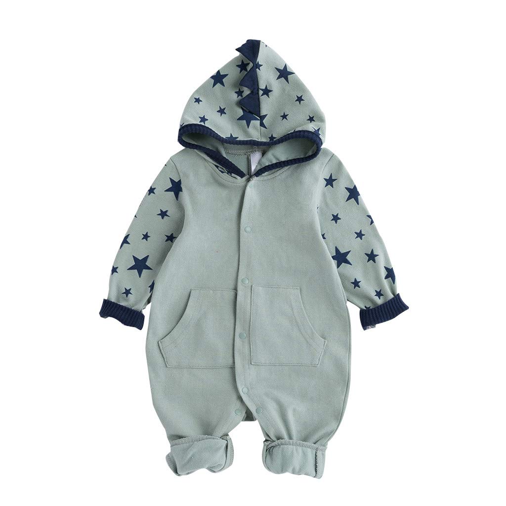 **Adorable Cartoon Dinosaur Hooded Romper Set for Baby Boys & Girls – Soft Long Sleeve Jumpsuit for Toddlers & Newborns – Perfect for Fall Outfits, Playdates & Family Photos**