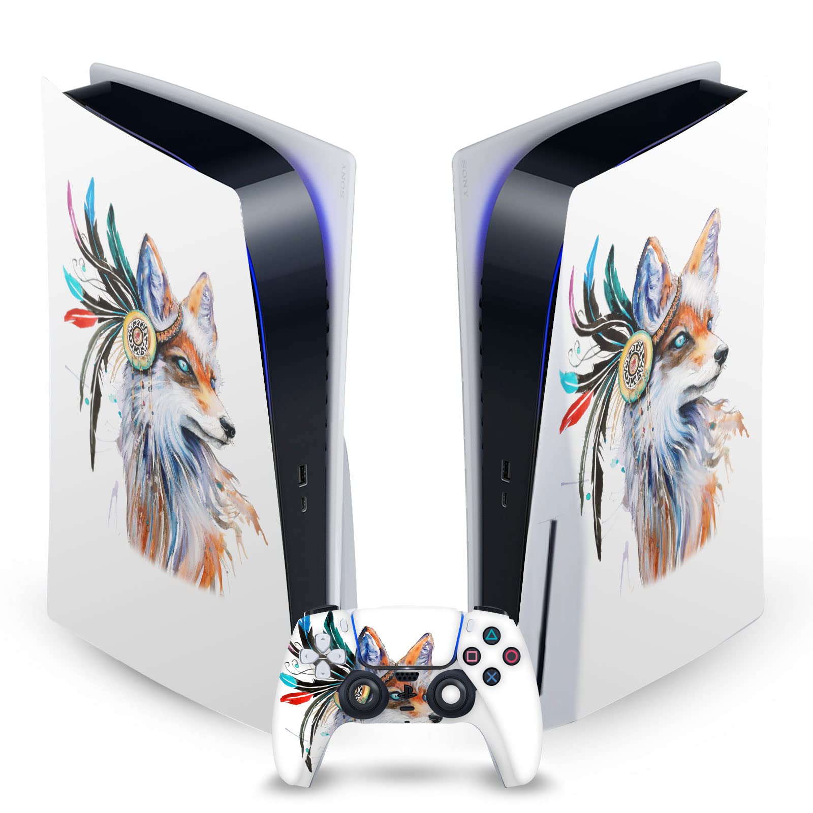 Officially Licensed Pixie Cold Fox Art Matte Vinyl Skin for Sony PS5 Disc Edition & DualSense Controller - Protective Gaming Case Cover with Unique Design - Perfect for Gamers & Collectors