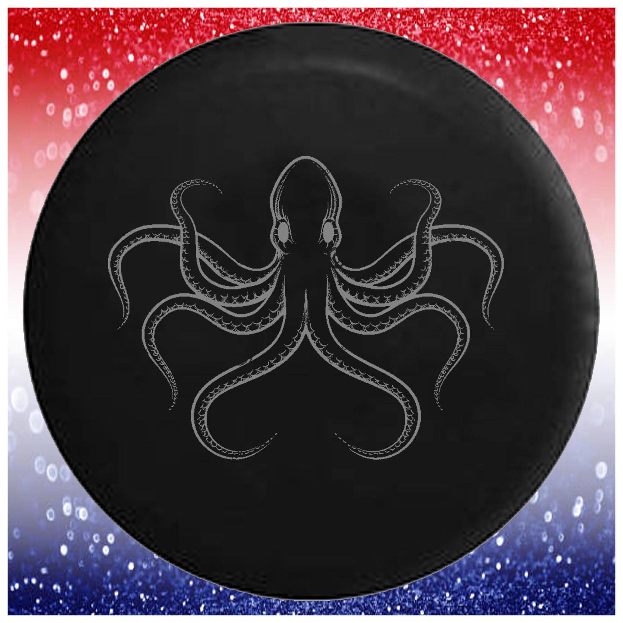 Octopus Kraken Sea Monster Black Spare Tire Cover - 30 Inch Universal Fit for Trucks, SUVs, RVs & Trailers - Waterproof & UV Resistant for Outdoor Camping & Road Trips
