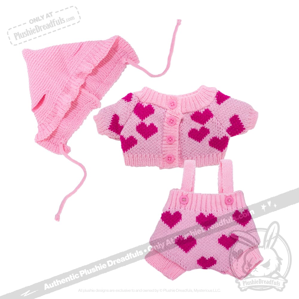 Soft Plush Outfit with Knit Heart Design - Cozy & Stylish Baby Clothes for Photo Shoots & Special Occasions