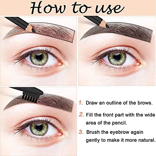 COSLUXE PROFESSIONAL Long-Lasting Waterproof Eyebrow Pencil with Brush - Dark Brown - Natural Look for Daily Makeup & Special Occasions