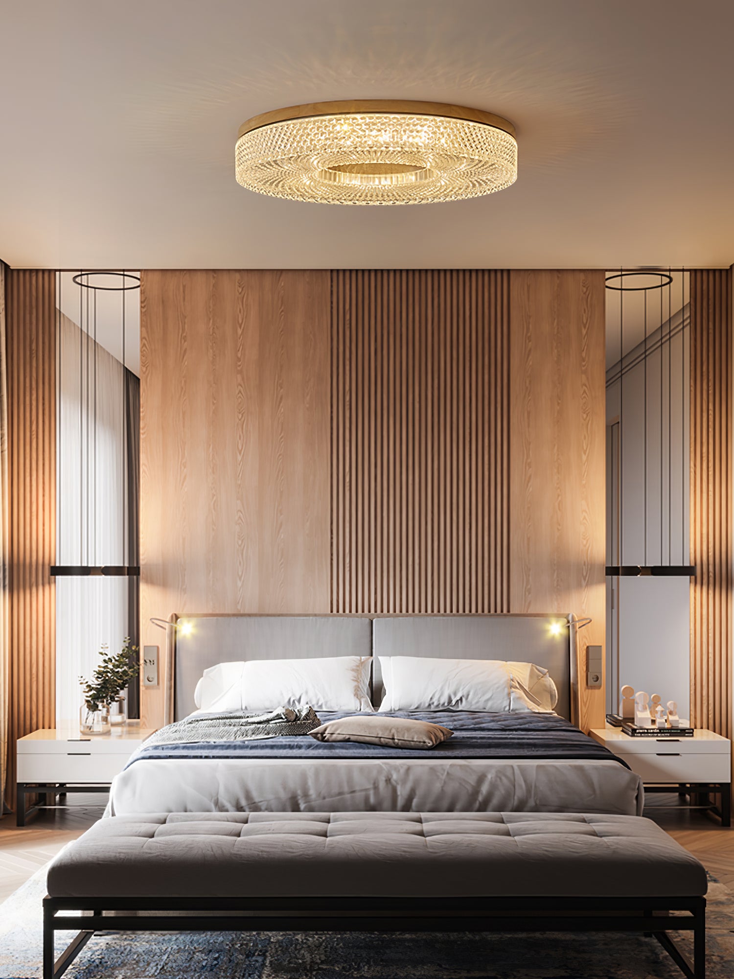 Modern Acrylic Halo Round Ceiling Light Fixture - Energy Efficient LED Flush Mount Lighting for Bedroom, Living Room & Kitchen - Dimmable Contemporary Home Decor