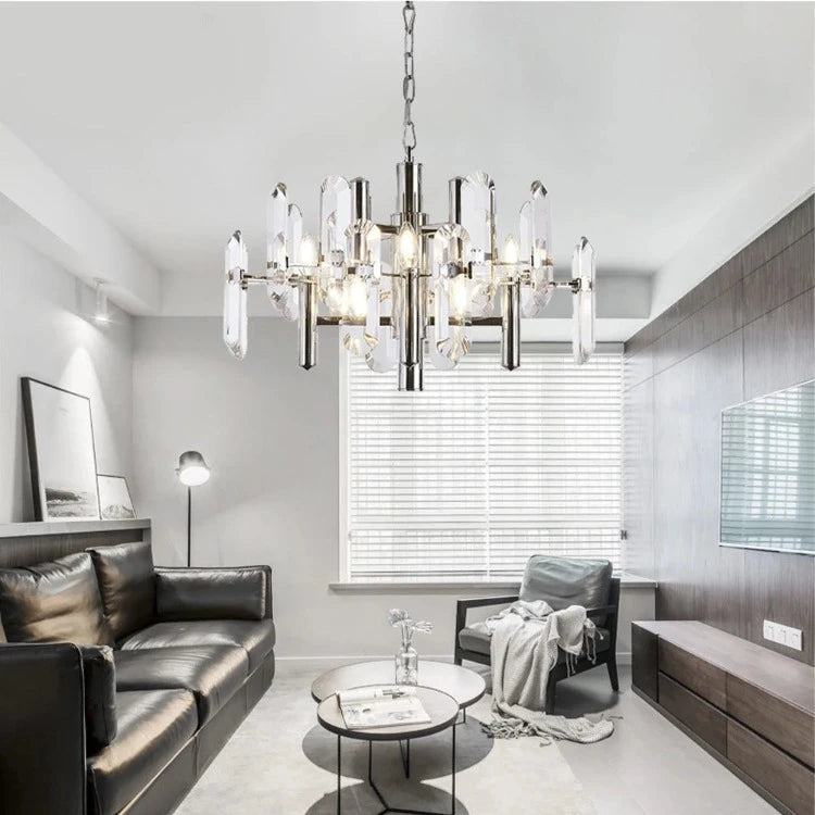 Zoe Modern K9 Crystal Chandelier - 10/12/15 Lights Elegant Ceiling Fixture for Dining Room, Living Room & Bedroom Lighting