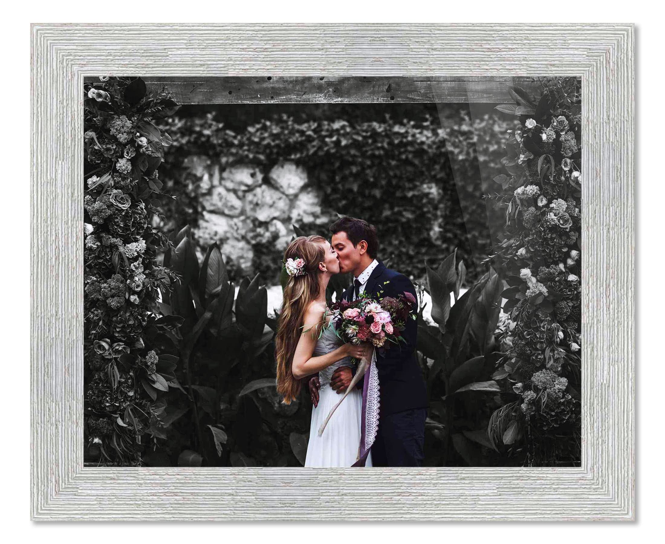 18x39 White Barnwood Picture Frame - Modern Wood Photo Frame with UV Acrylic Shatter Guard & Acid-Free Backing - Wall Display for Family Photos, Living Room, Bedroom Decor - No Mat Included