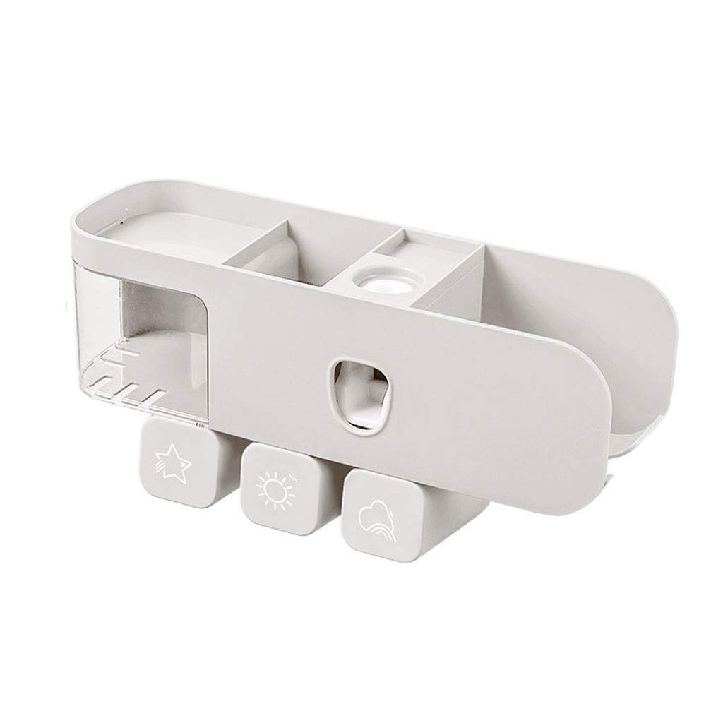 Multi-Functional Wall-Mounted Bathroom Organizer - Toothbrush Holder, Toothpaste Stand & Hair Dryer Rack, No Drilling Required, Space-Saving Design (White) - Perfect for Small Bathrooms, Apartments & Dorm Rooms