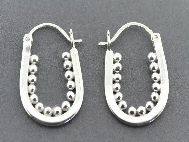 Sterling Silver U Hoop Earrings with Pony Beads - Elegant Dangle Drop Jewelry for Women, Perfect for Parties, Weddings & Everyday Wear