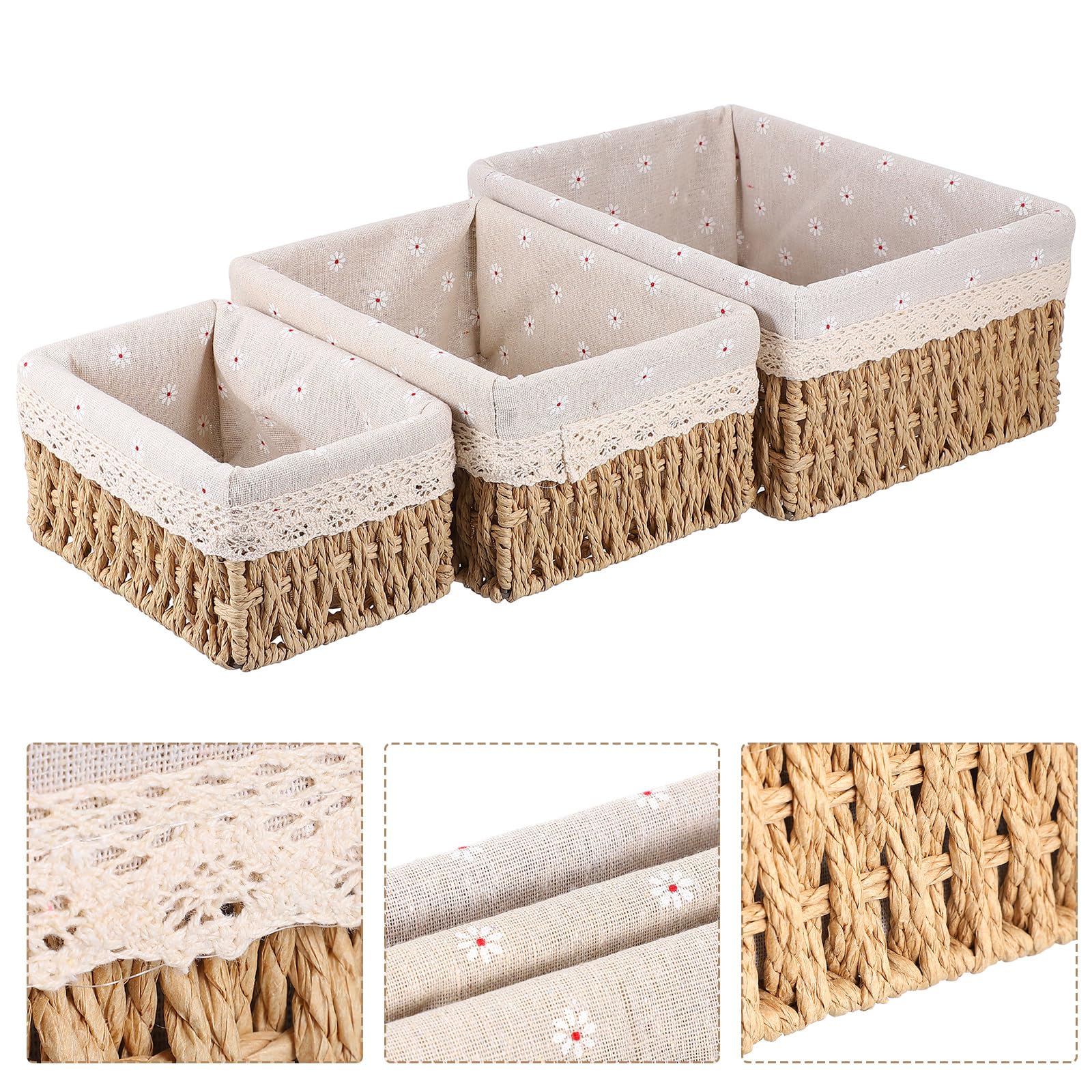 Stylish Wicker Storage Basket with Liner - Braided Rectangular Rattan Container Bin for Bread, Blankets & Home Organization | Perfect for Living Room, Bedroom & Kitchen Storage (Beige)