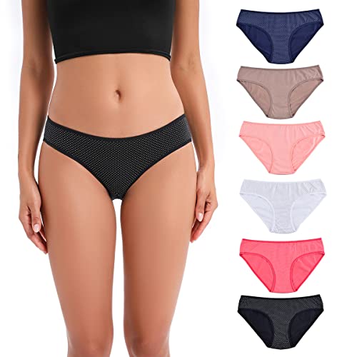 Women's Cotton Stretch Bikini Underwear - Soft Breathable Low Rise Panties - 5 or 6 Pack Multipack - Perfect for Daily Wear, Yoga & Lounge