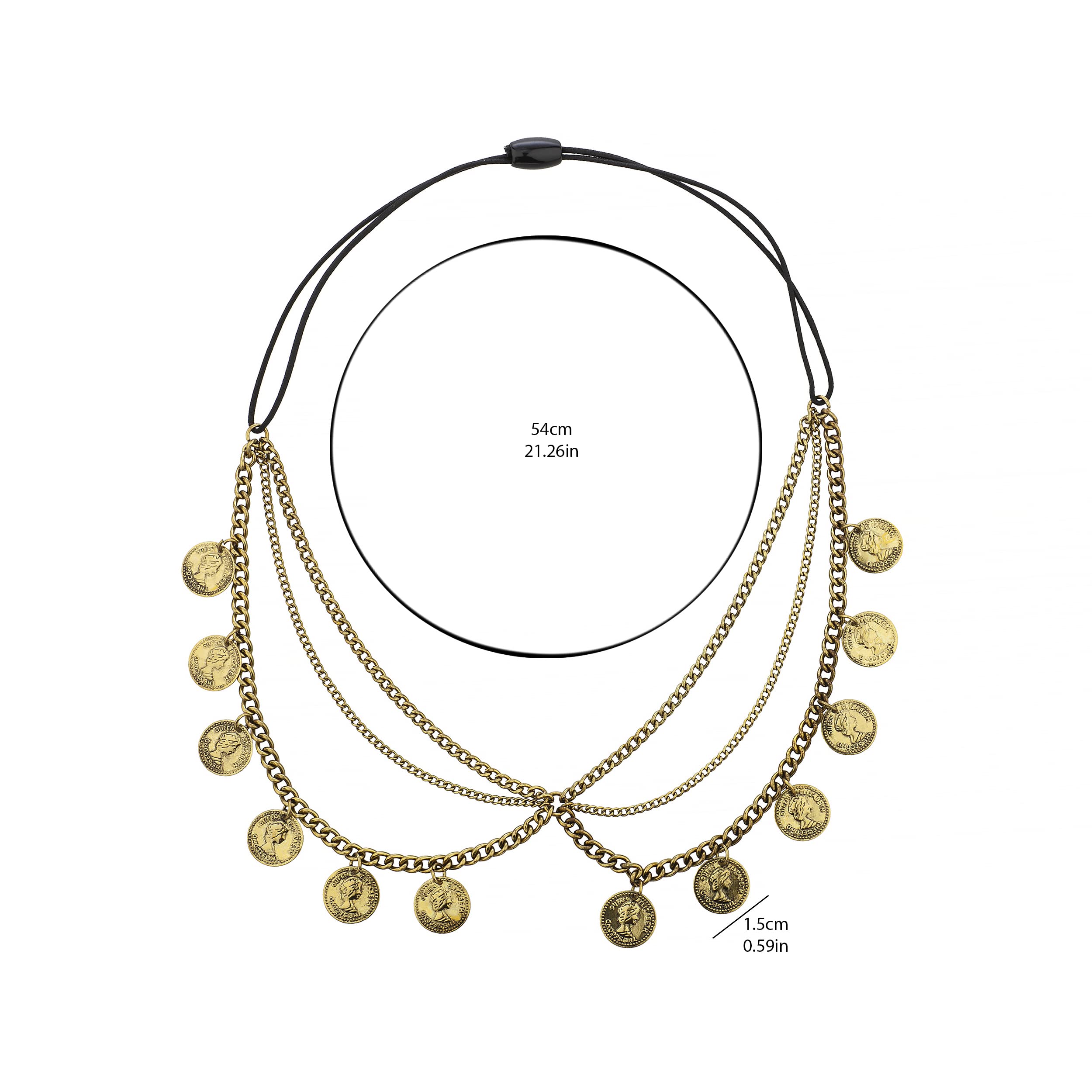 Gypsy Style Coins Headband - Gold Tassel Chain for Festivals & Parties