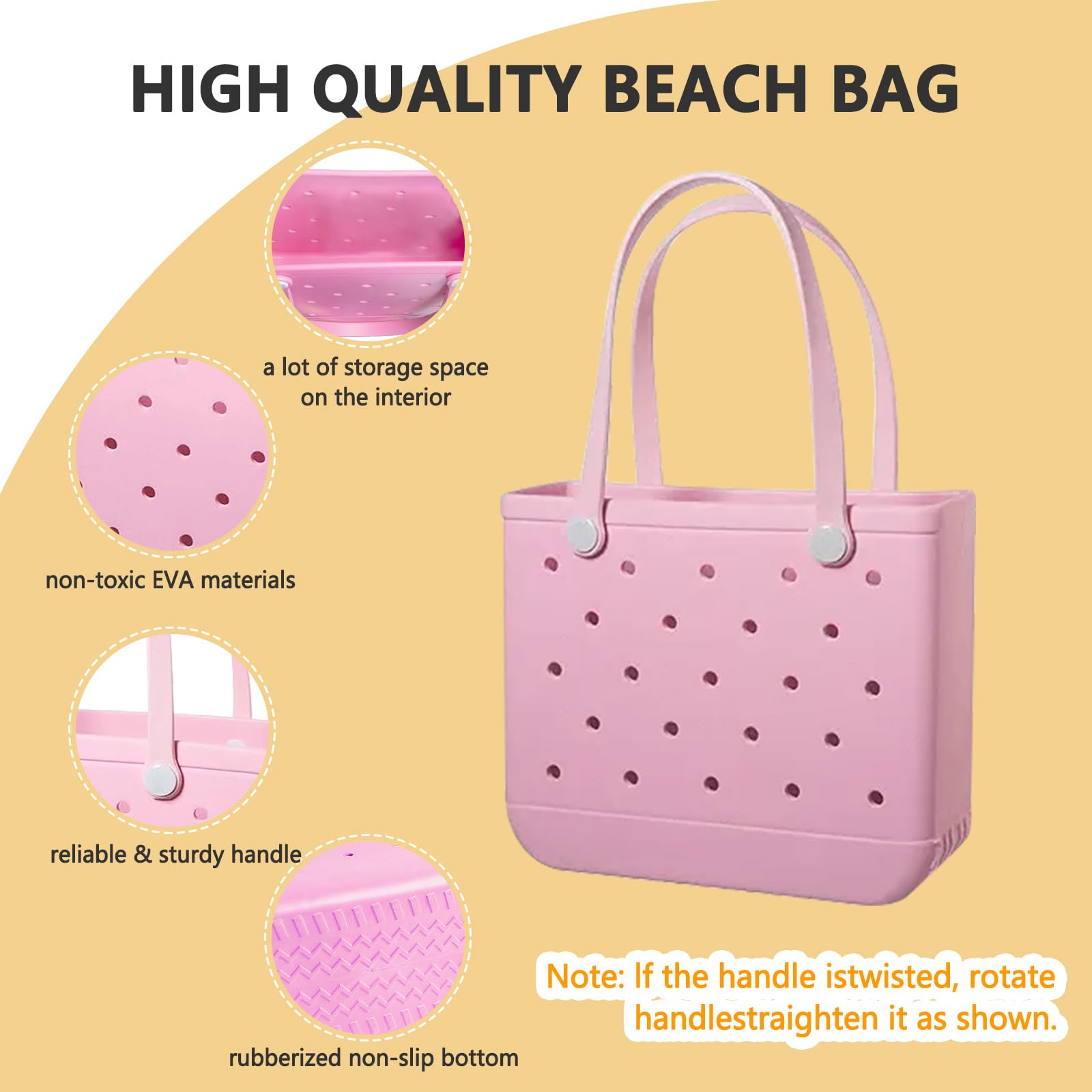 Waterproof Small Rubber Beach Tote Bag for Women - Pool, Travel, Sports