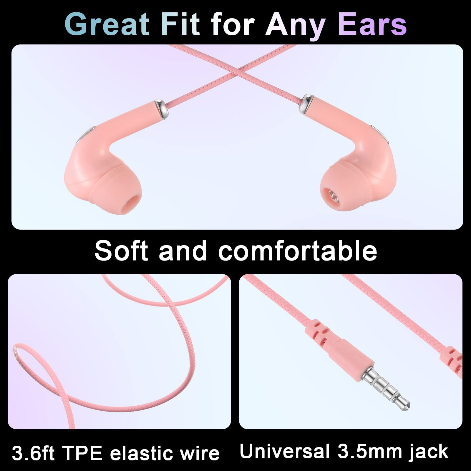 Xinnun 50 Pack Bulk Earbuds with Microphone - 7 Color Classroom Headphones for Students, Kids Headphones with Wire - Perfect for School, Library, Online Learning & Study Sessions