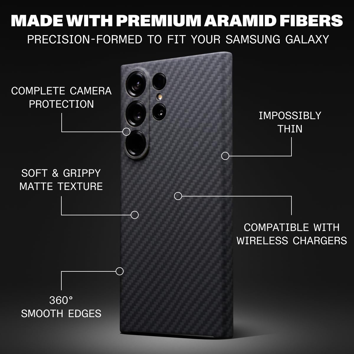 Latercase Galaxy S24 Ultra Case - Ultra Thin 0.6mm Aramid Fiber Protective Cover | Military-Grade Durable Slim Phone Case with Full Camera Protection & Non-Slip Matte Finish | Perfect for Everyday Use, Travel & Outdoor Activities | Compatible with Samsung Galaxy S24 Ultra