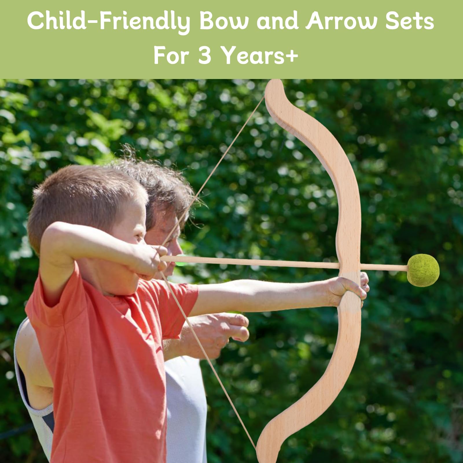 Safe Wooden Bow and Arrow Set for Kids Ages 3+ | Indoor & Outdoor Archery Toy with 5 Arrows, 5 Fruit Targets & Cotton Quiver | Perfect Birthday Gift for Boys & Girls | Fun Backyard Games & Pretend Play