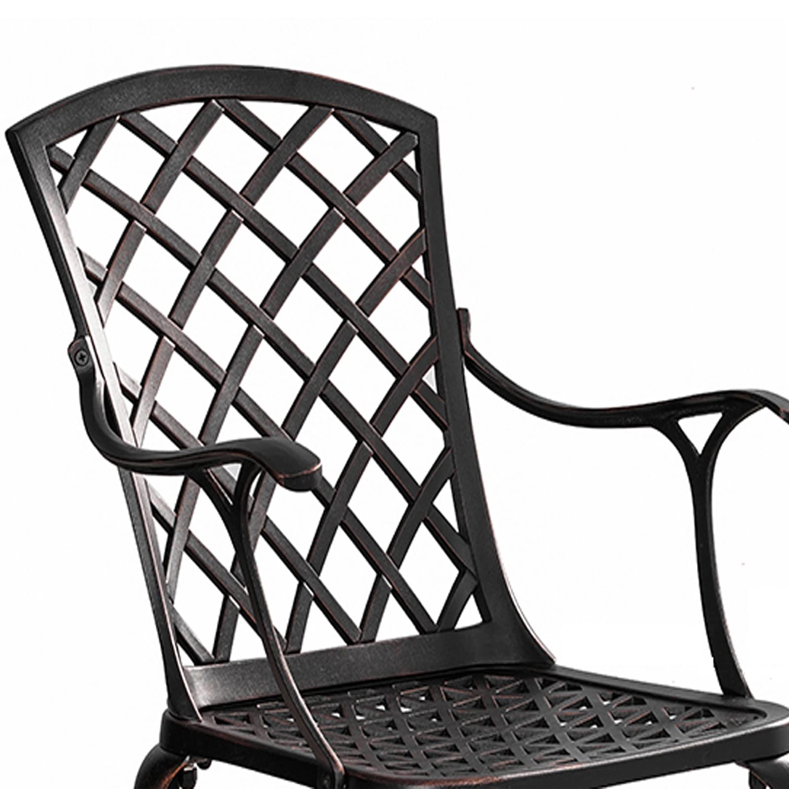 2-Piece Patio Dining Chairs Set - All-Weather Outdoor Bistro Chairs with Arms - Bronze Metal Garden Chairs for Backyard, Balcony, Deck & Restaurant Outdoor Seating - Perfect for Al Fresco Dining & Relaxing