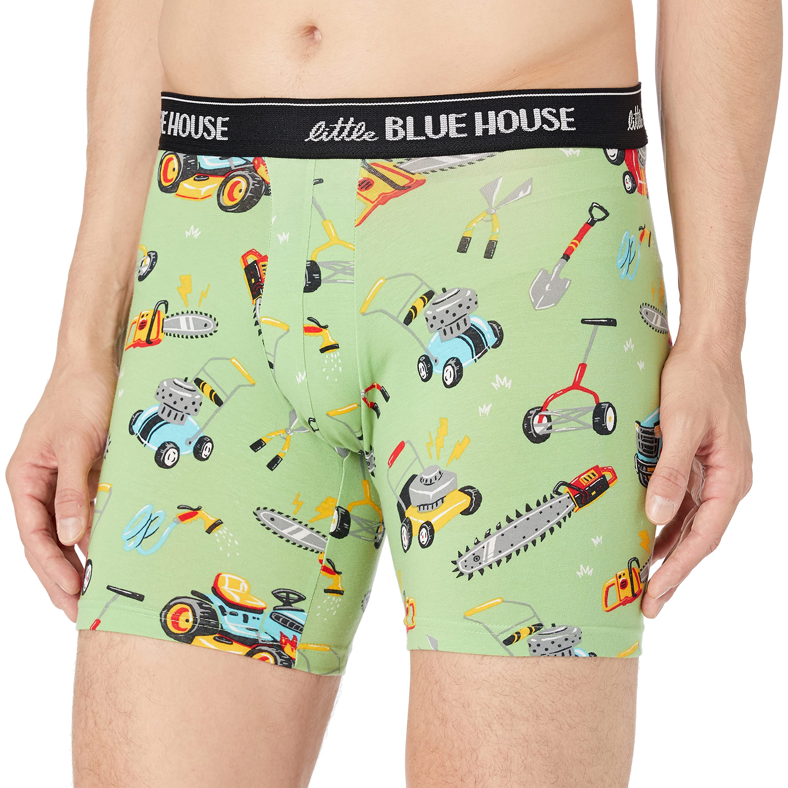 Hatley Men's Printed Boxers - Little Blue House Design - Soft Cotton Underwear for Comfort & Style - Perfect for Sleep, Lounge & Everyday Wear