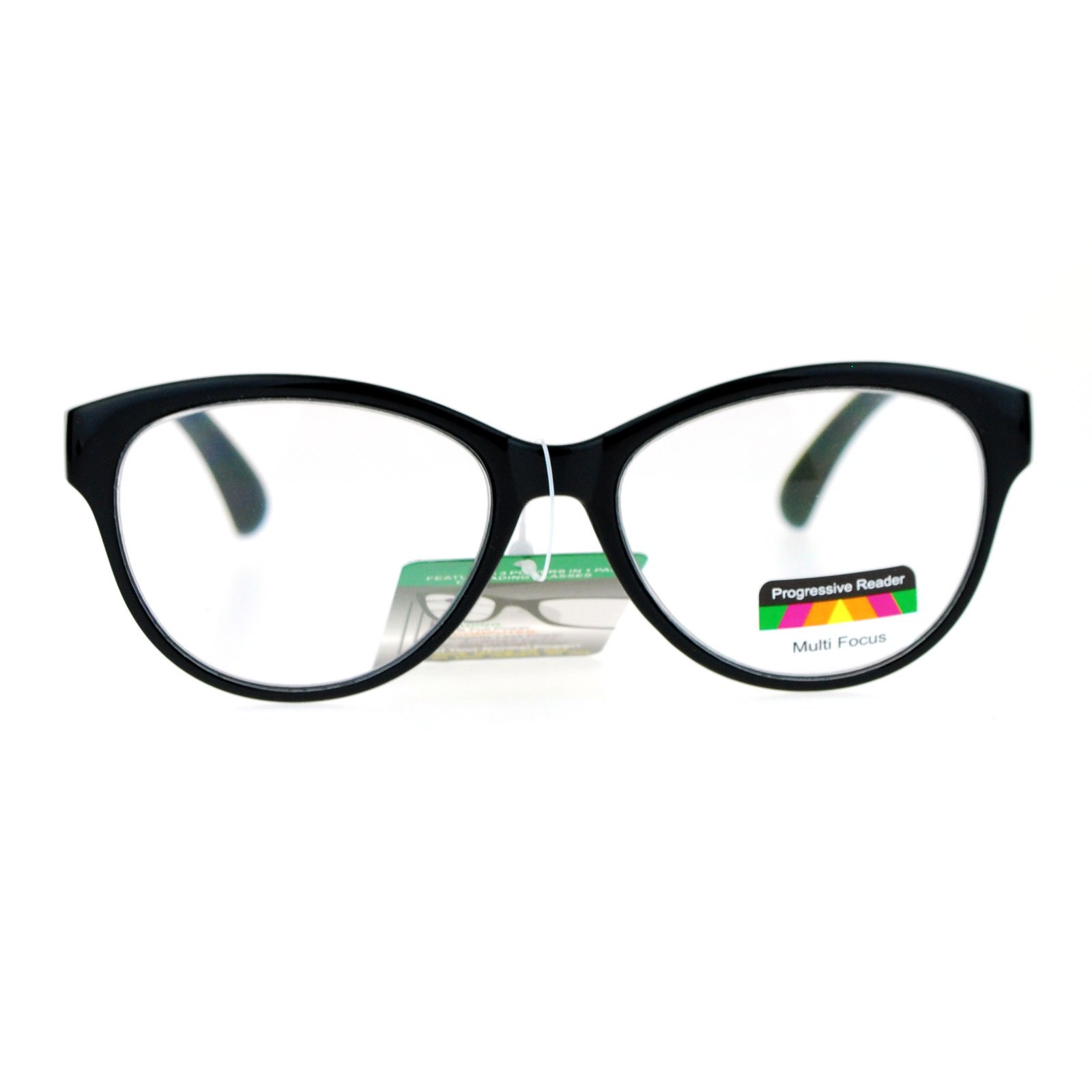 SA106 Cat Eye Multi-Focus Progressive Reading Glasses for Women - 3 Magnification Levels (1.0, 1.5, 2.0) - Stylish Vintage Frame for Reading, Computer Work & Close-Up Tasks