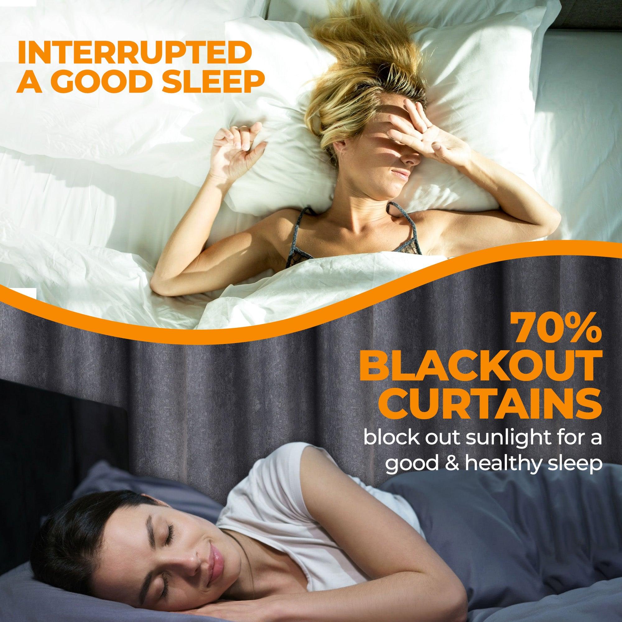 Blackout Thermal Insulated Grommet Curtain Panels Set - Solid Textured Fabric for Bedroom & Living Room - Noise Reducing & Light Blocking for Better Sleep & Privacy