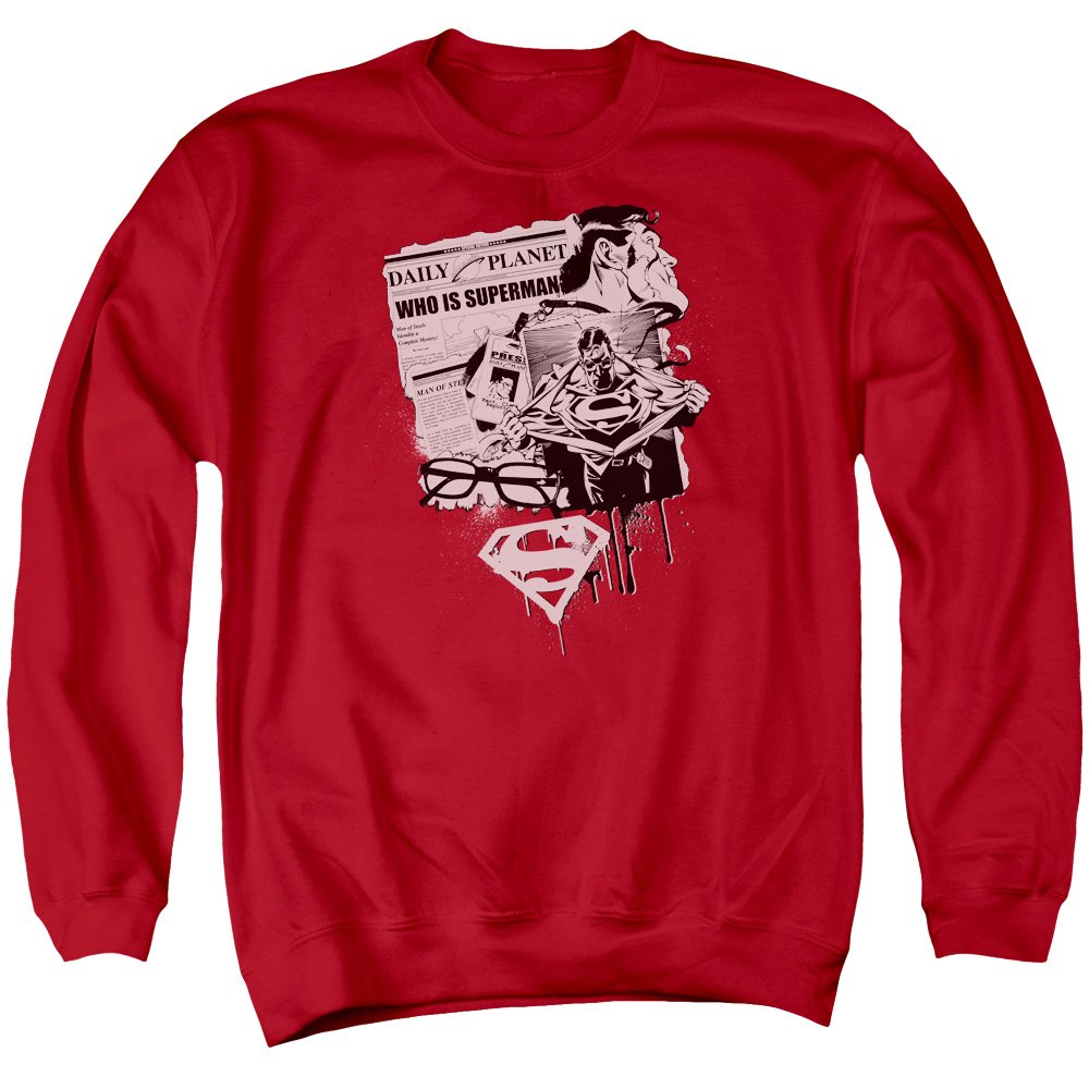 Superman Identity Unisex Crewneck Sweatshirt for Men & Women - Comfortable Cotton Pullover for Casual Wear, Cosplay & Superhero Fans