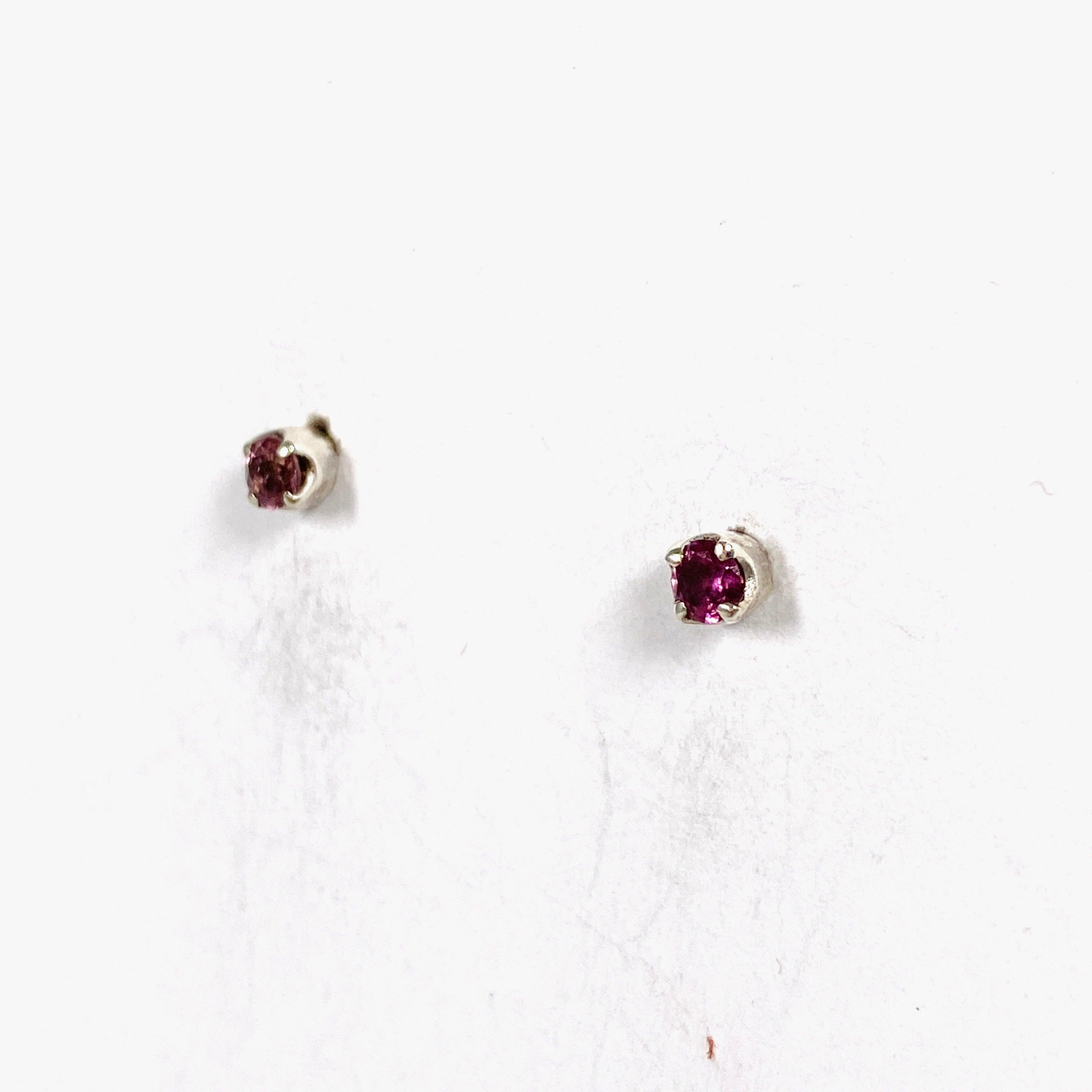 Natural Pink Tourmaline Round Faceted Stud Earrings 14K Gold - Elegant Jewelry for Women, Gift for Her, Perfect for Weddings & Special Occasions