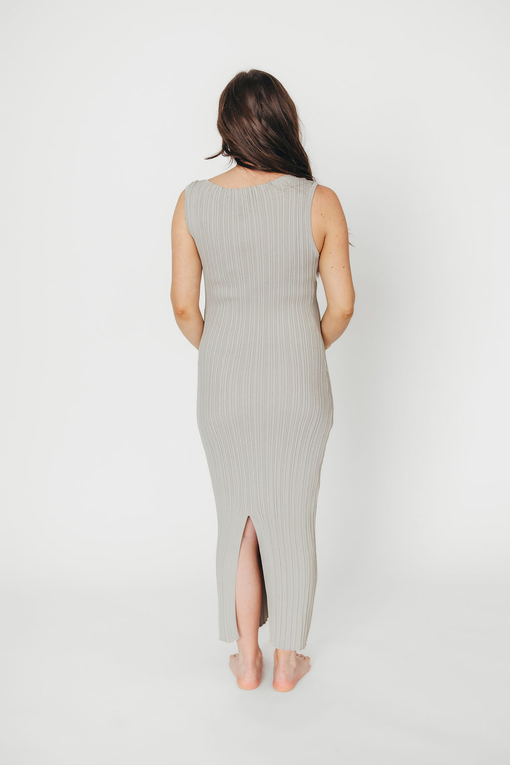 Falling For You Ribbed Knit Midi Dress in Sage Green | Women's Stretchy Bodycon Dress for Date Night & Fall Fashion