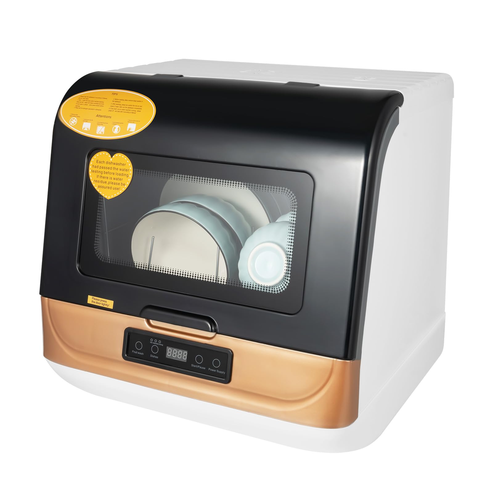 Portable Countertop Dishwasher 7.8L Compact Mini Dishwasher for Small Spaces - Perfect for Apartments, RVs, Dorms & Tiny Homes - Gold Finish | Space-Saving & Energy Efficient