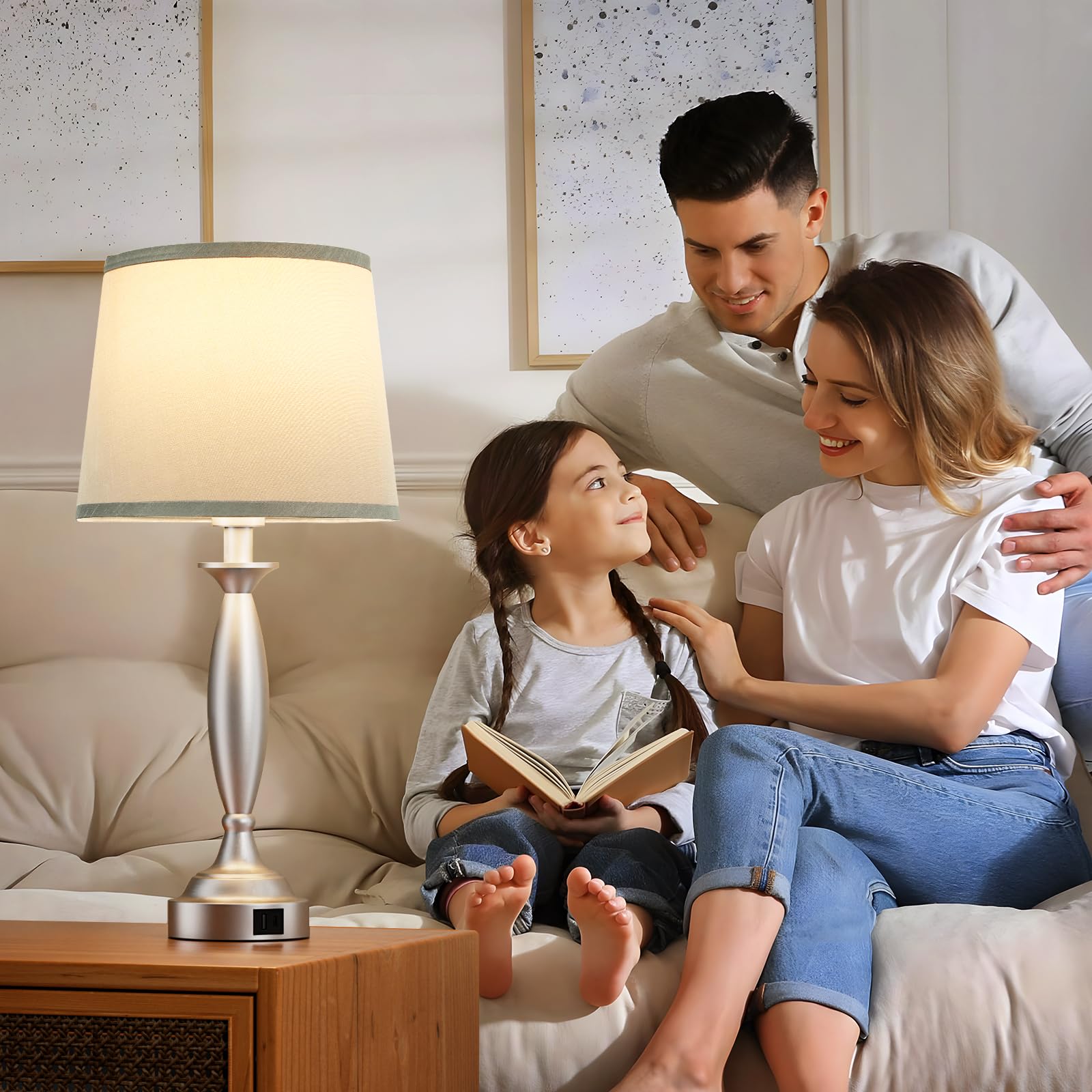 Touch Lamps for Bedroom Set of 2 - USB C+A Charging Bedside Lamps, 3-Way Dimmable Nightstand Lamps with LED Bulbs for Living Room & Bedroom - Perfect for Reading, Relaxing & Charging Devices