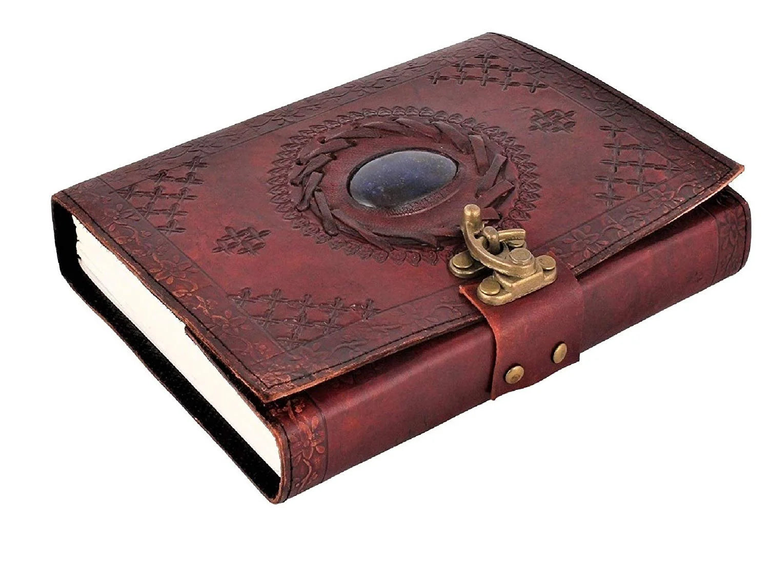 Premium Leather Journal Notebook with Lined Pages & Semi-Precious Stone - Perfect for Writing, Sketching & Gift Giving