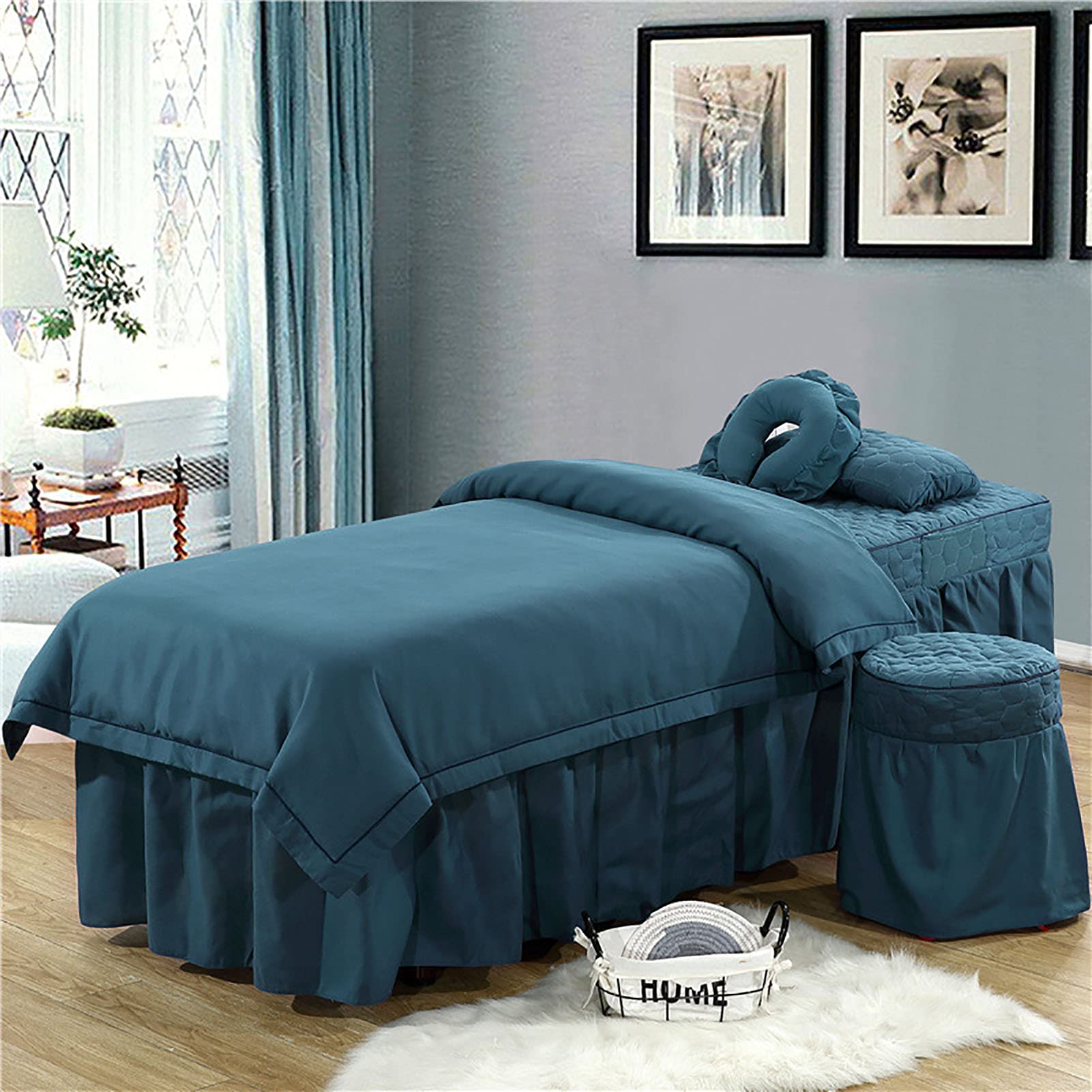 Premium Microfiber Massage Table Sheet Set - Soft Spa Salon Bed Cover, Solid Blue Beauty Bedspread (190x80cm/75x31inch) for Professional Massage & Facial Treatments - Ideal for Massage Therapists, Estheticians & Spa Businesses