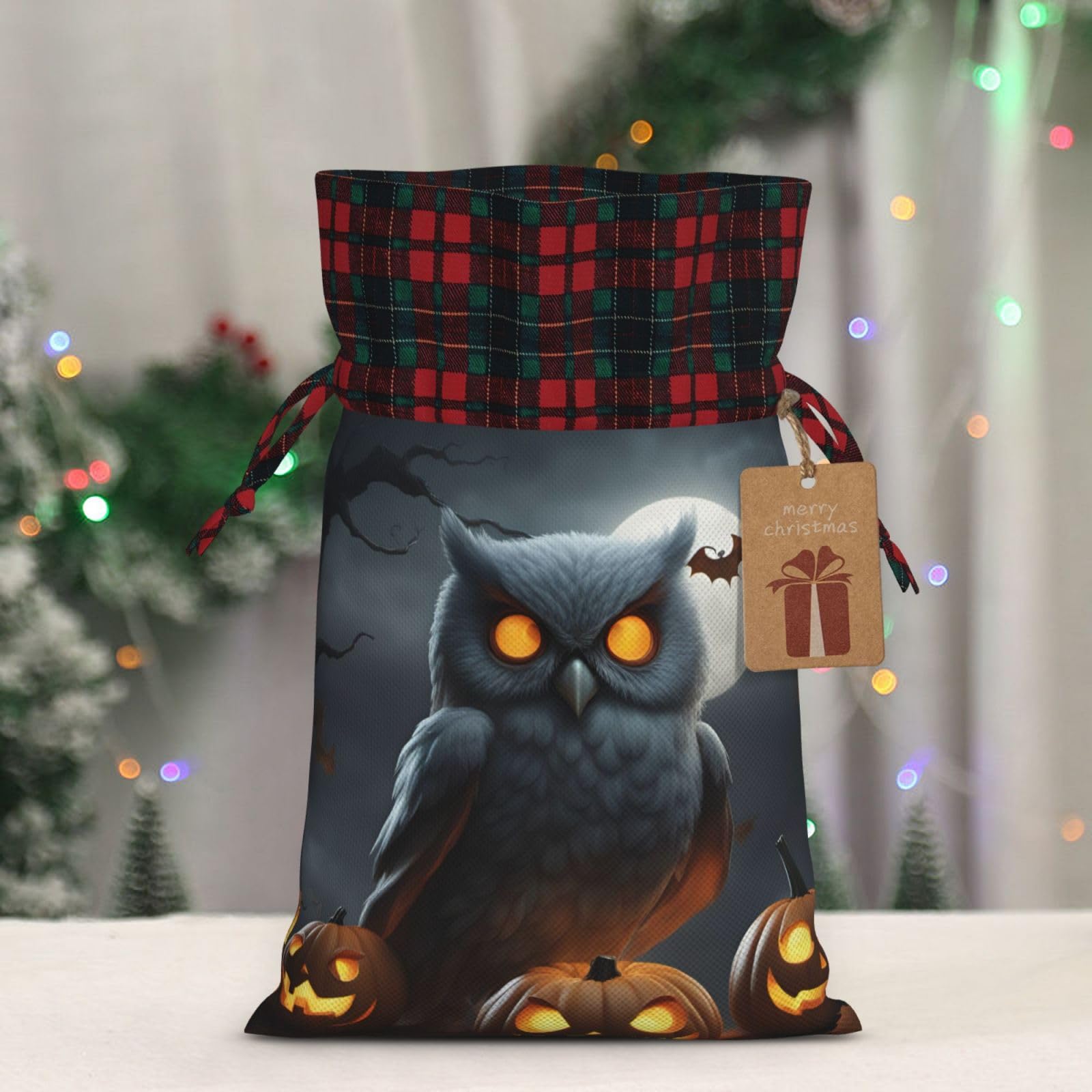 Halloween Owl Ghost Pumpkin Themed Reusable Drawstring Gift Bags - Unique Personalized Party Favors for Trick or Treat, Holiday Decorations & Spooky Celebrations