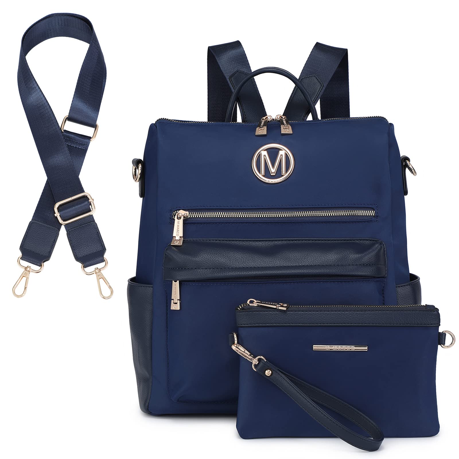 MKP COLLECTION Women's Convertible Nylon Backpack Purse - Large Designer Travel Rucksack & Shoulder Handbag Set (2PCS) for Work, School & Outdoor Adventures