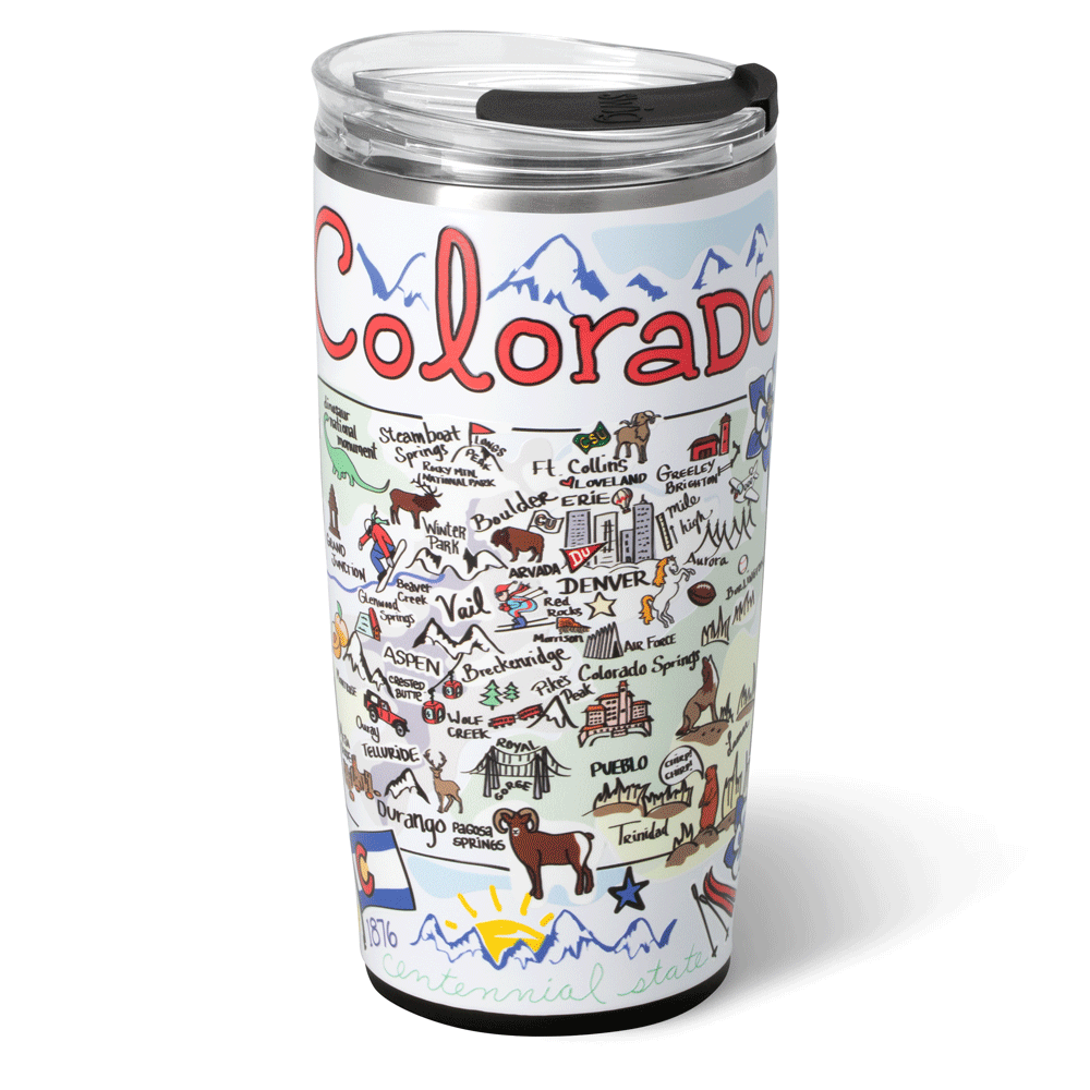 Premium 22oz Colorado Tumbler - Double Wall Vacuum Insulated Stainless Steel Water Bottle with Lid & Straw - Keeps Drinks Hot/Cold for Hours - Perfect for Hiking, Camping & Outdoor Adventures