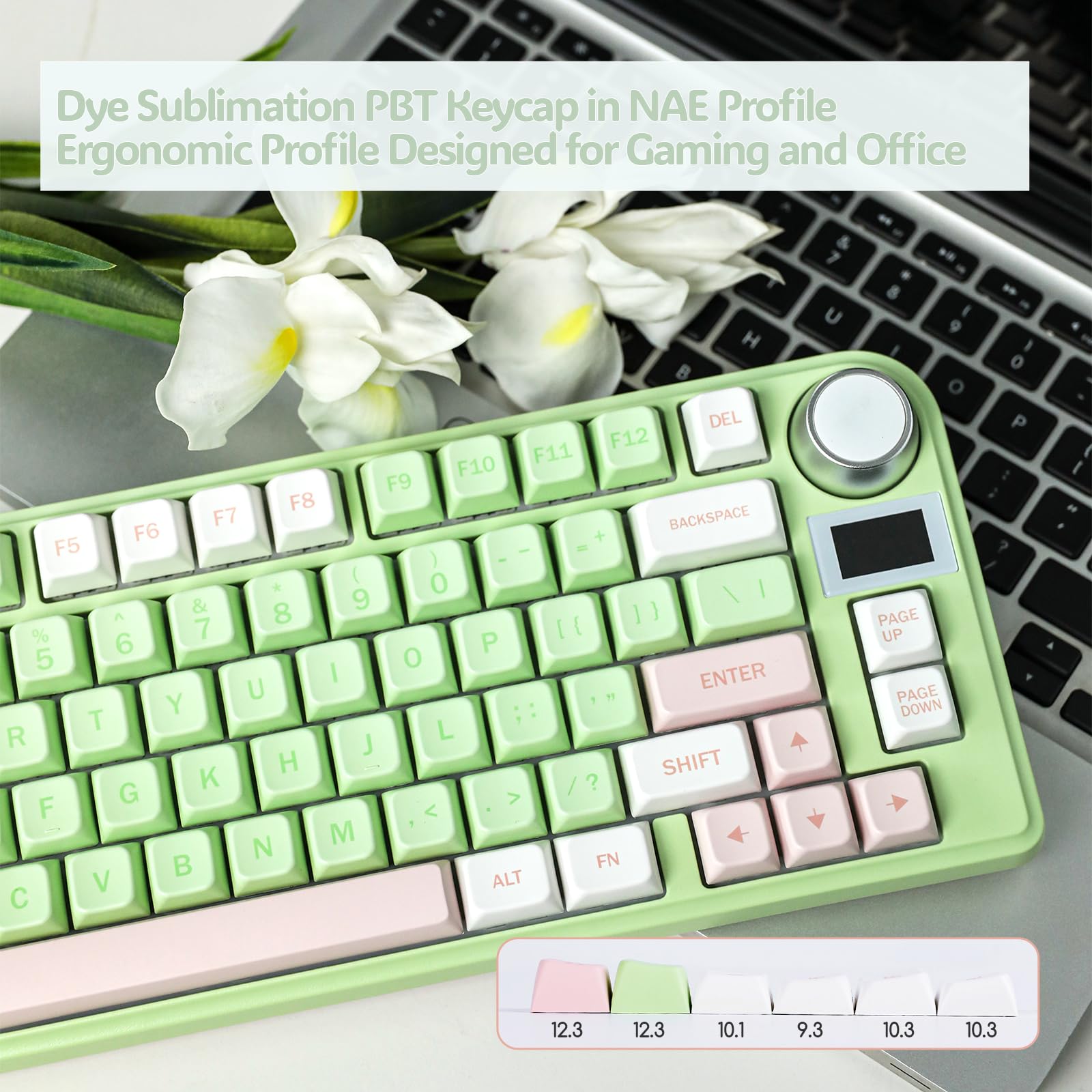 EPOMAKER TH80-X 75% Hot-Swap Mechanical Keyboard - RGB, LCD, 4000mAh for Gaming & Office (Green/Wisteria Switch)