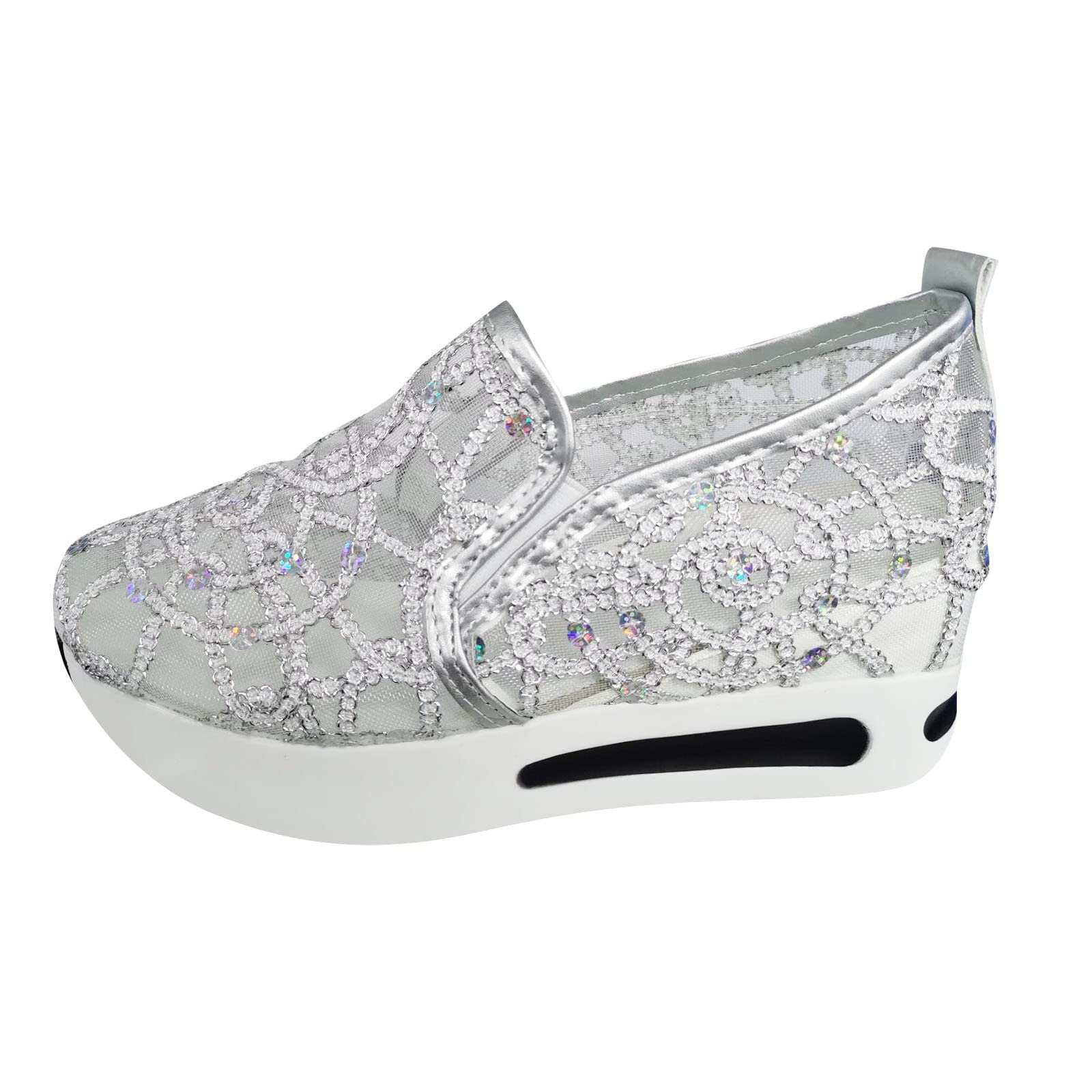 Women's Slip-On Walking Shoes - Breathable Fashion Sneakers for Work, Outdoor & Casual Wear | Comfortable Thick-Soled Wedge Shoes for Women | Perfect for Walking, Travel & Daily Activities