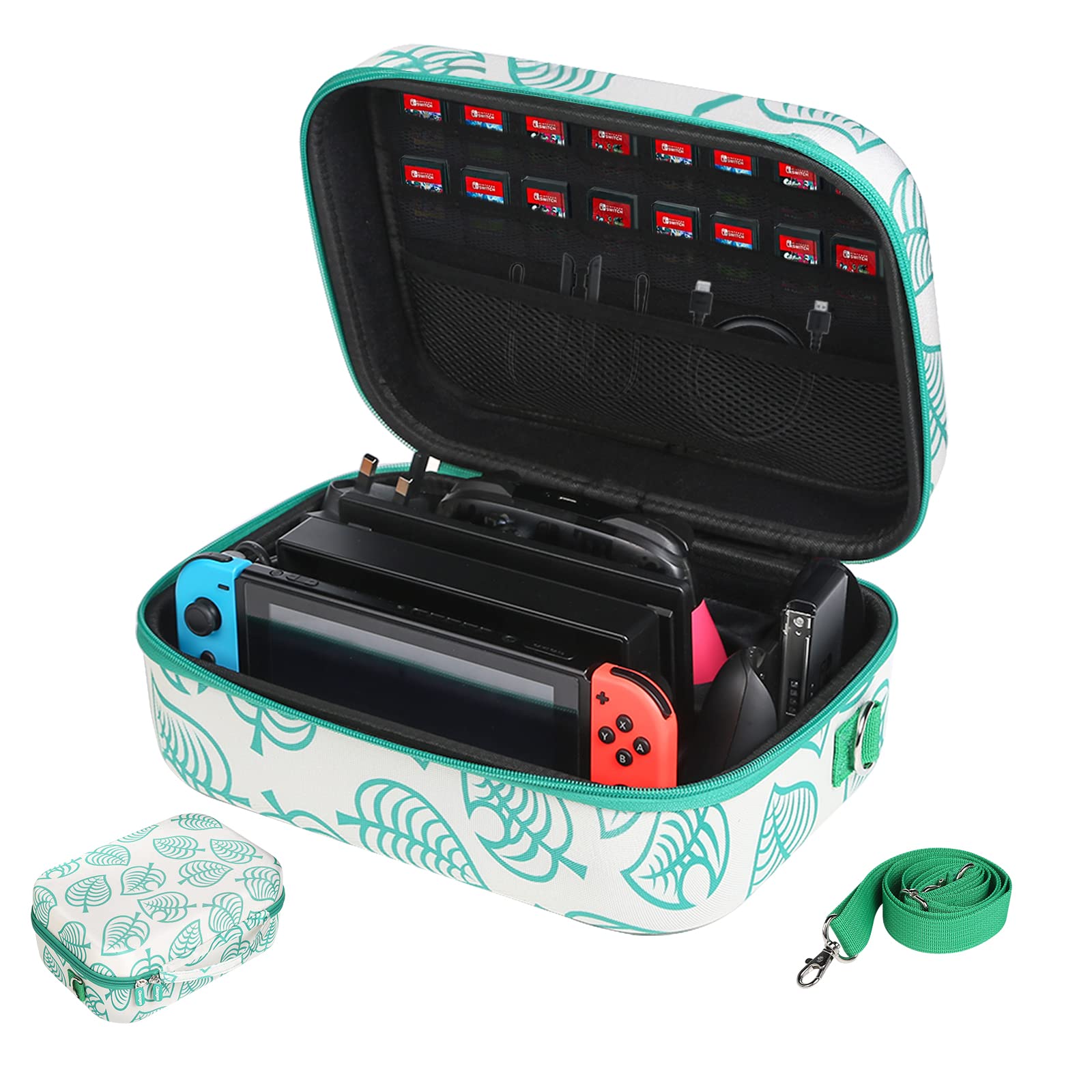 Premium Hard Shell Travel Case for Nintendo Switch - Protective Storage Case Fits Switch Console, Dock, Pro Controller & AC Adapter - Animal Crossing Design - Perfect for Gaming On-The-Go, Travel & Home Storage