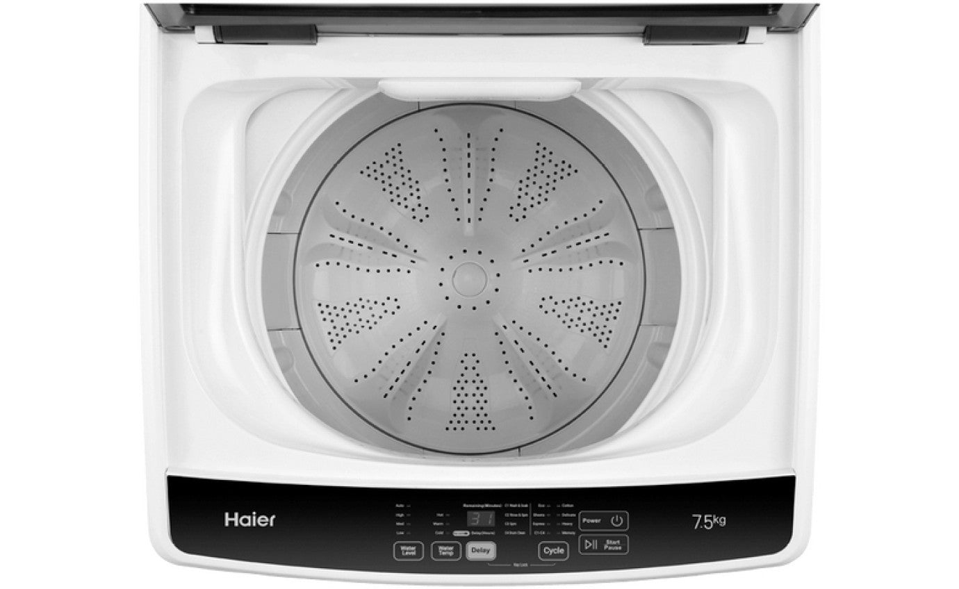 Haier 7.5kg Top Load Washing Machine HWT75AA1 - Energy Efficient Laundry Washer for Small Homes & Apartments | Perfect for Compact Spaces & Daily Laundry Needs