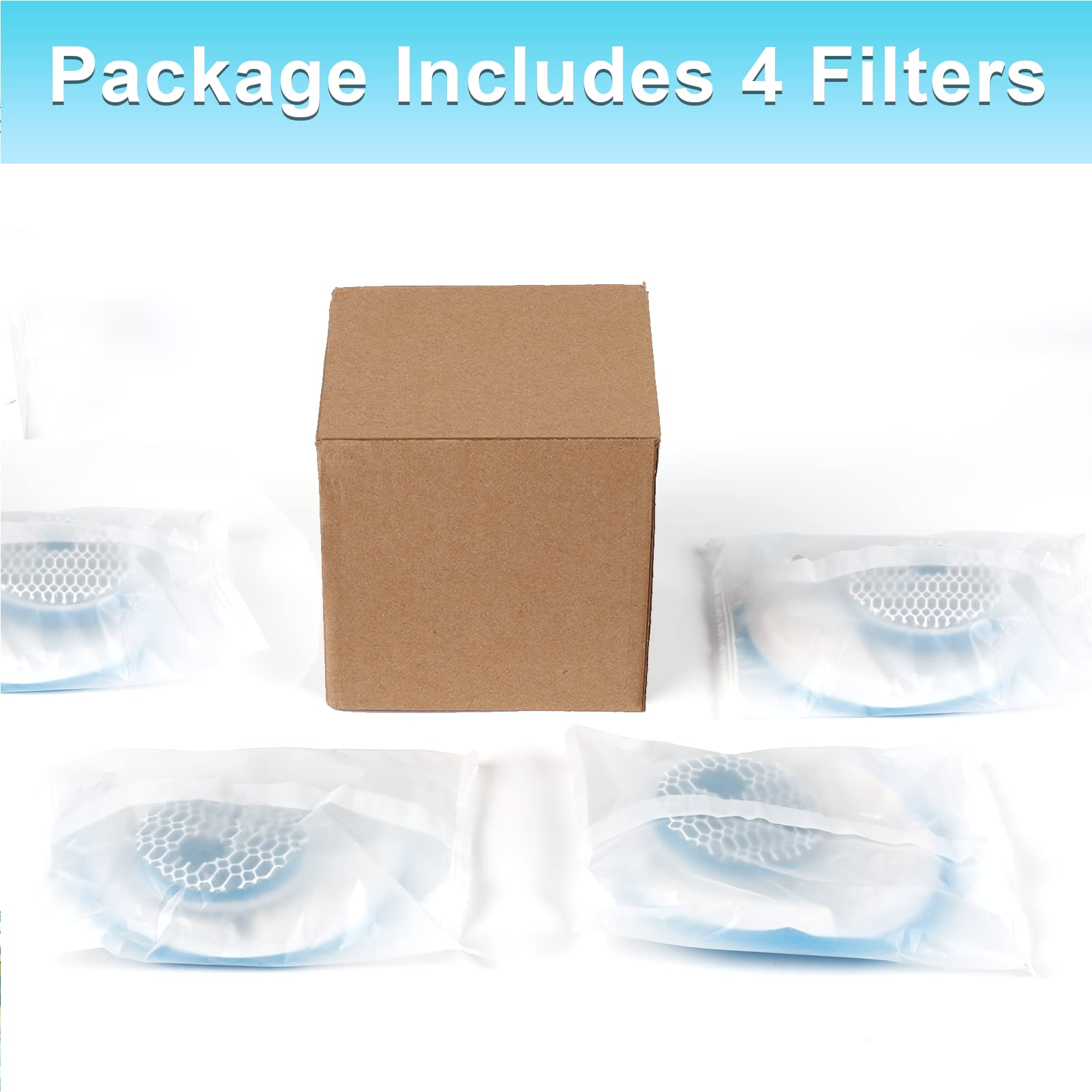 Premium Cat Water Fountain Filters - 4 Pack Activated Carbon Replacement Filters for Pet Drinking Fountains | Reusable & Removable Circle Design | Perfect for Automatic Cat Water Dispensers and Pet Hydration Stations