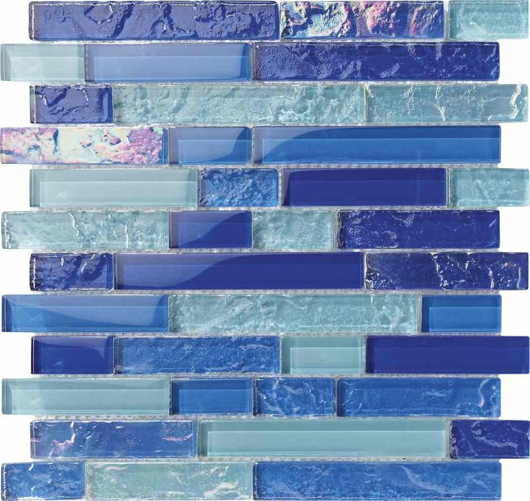 Vieques Linear Blend Glass Pool Mosaic Tiles - Stunning Waterproof Mosaic for Swimming Pools, Backyard, and Bathroom Decor