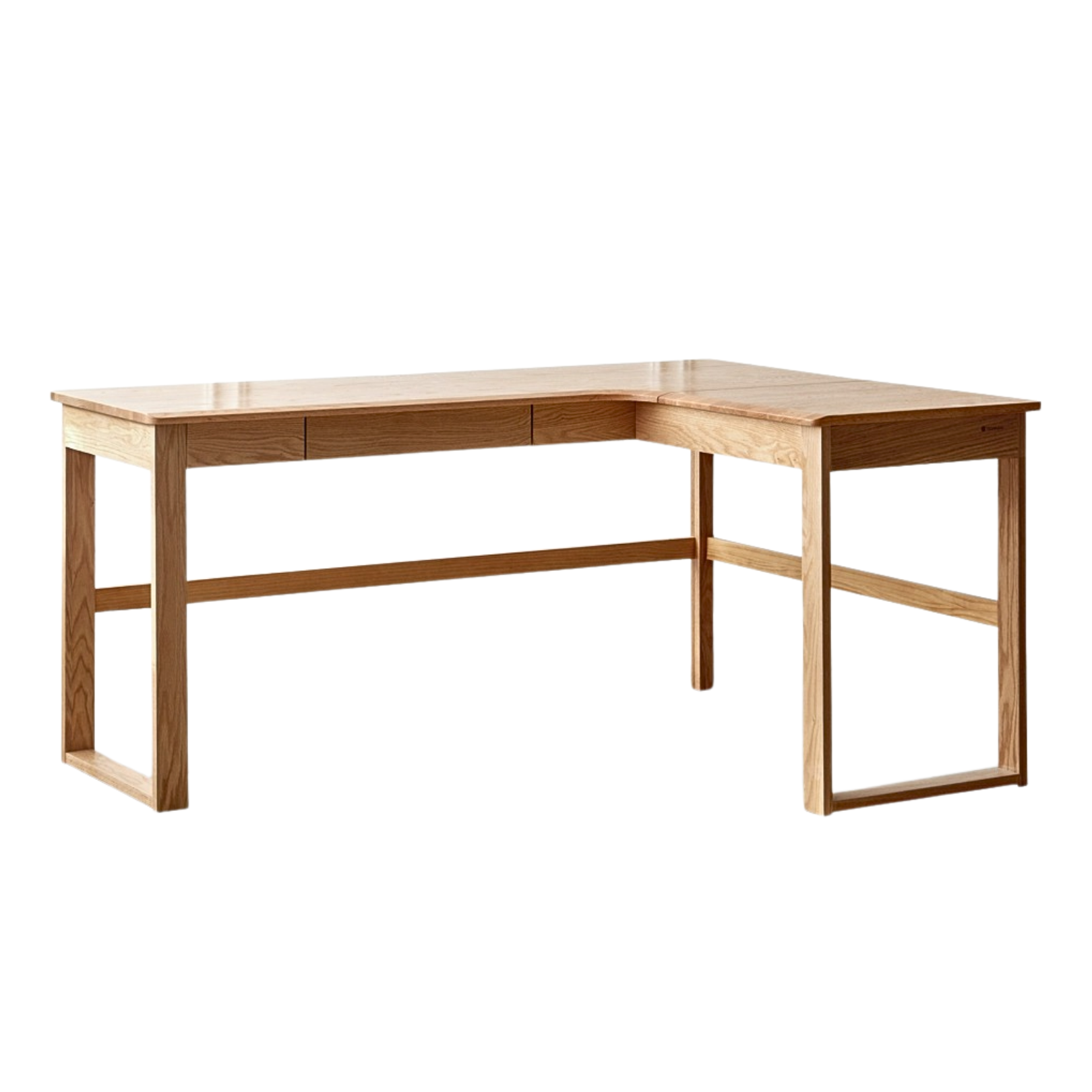 Solid Oak Wood L-Shaped Corner Office Desk - Modern Home & Office Workspace Solution for Productivity & Comfort