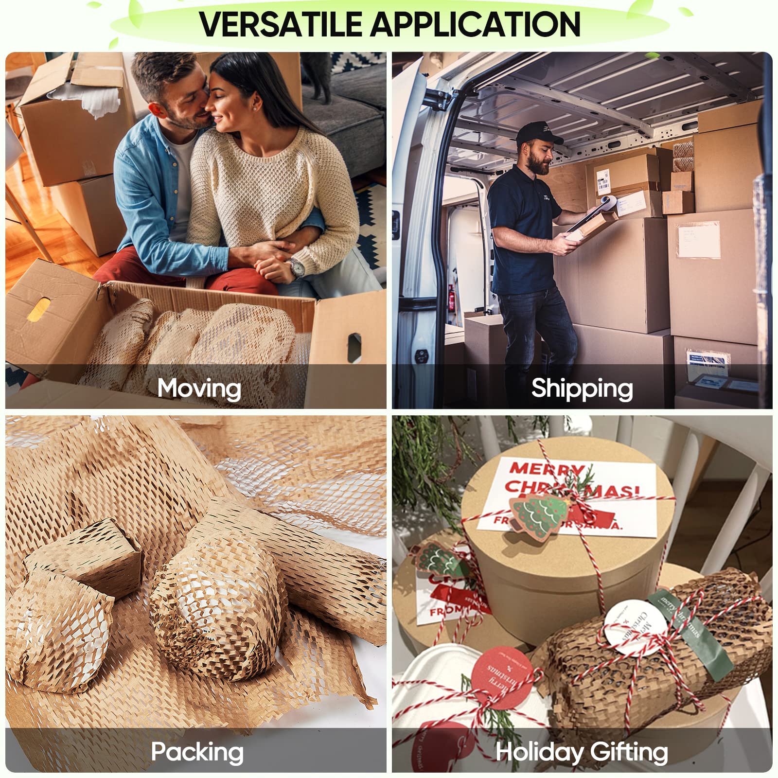 TICONN Honeycomb Packing Paper - 65ft Eco-Friendly Bubble Wrap for Moving, Shipping & Storage | Recyclable Cushioning Material for Fragile Items, Dishes & Electronics | Perfect for Home, Office & Warehouse Use