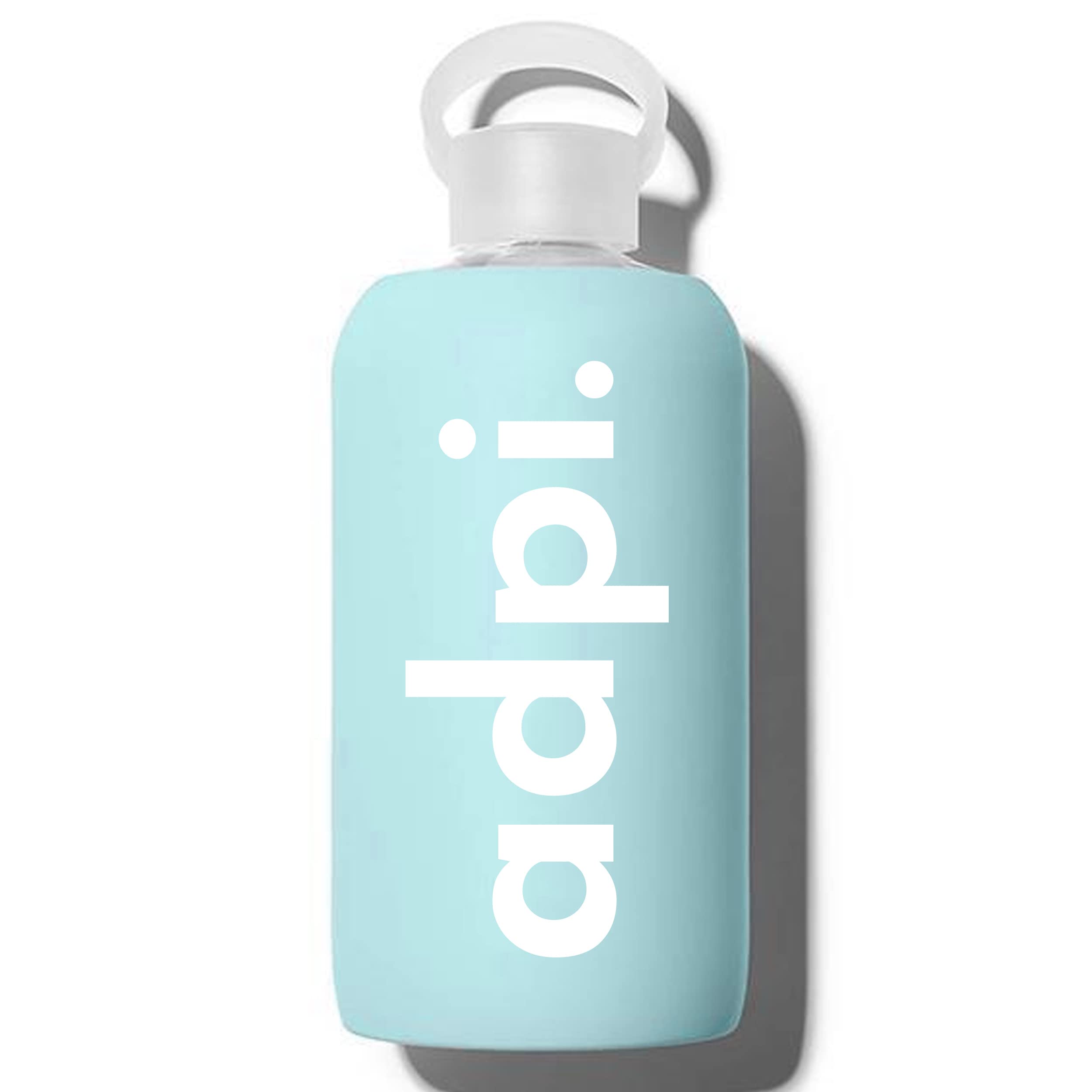 Alpha Delta Pi Sorority Glass Water Bottle with Silicone Sleeve - 16oz Reusable Glass Water or Juice Bottle with Leakproof Cap - Perfect for College, Gym, Work & Outdoor Activities