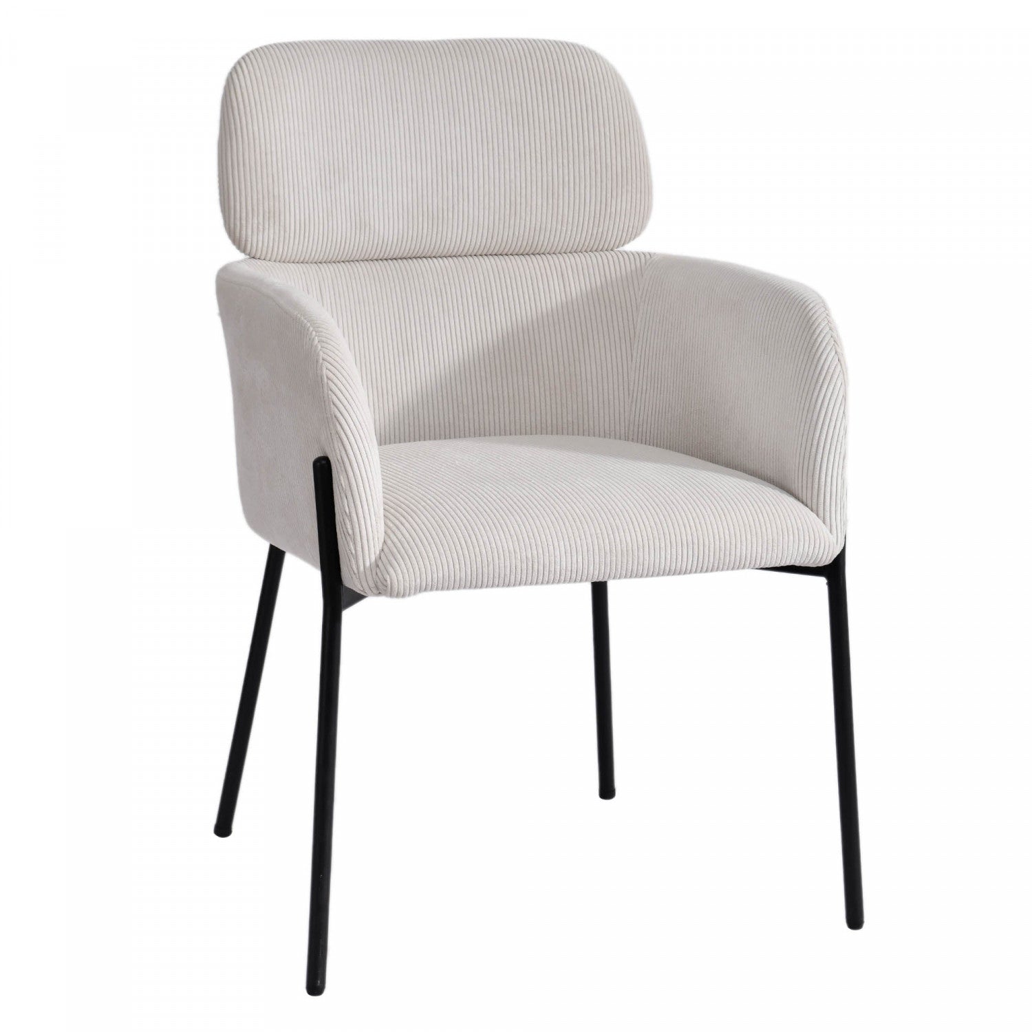 Celon Dining Chair - White Corduroy Upholstered Modern Kitchen Chair for Dining Room, Breakfast Nook & Home Office - Comfortable & Stylish Seating Solution