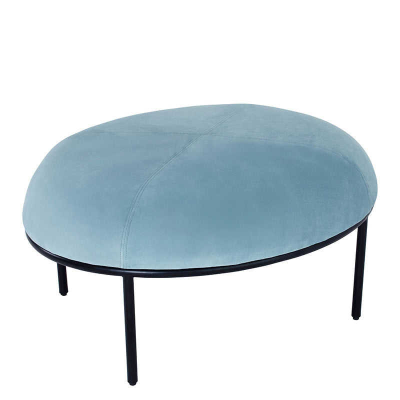 VAMOS 80cm Oval Footstool Ottoman - Jade & Black Upholstered Stool for Living Room, Bedroom, or Nursery - Perfect for Extra Seating, Footrest, or Decorative Accent